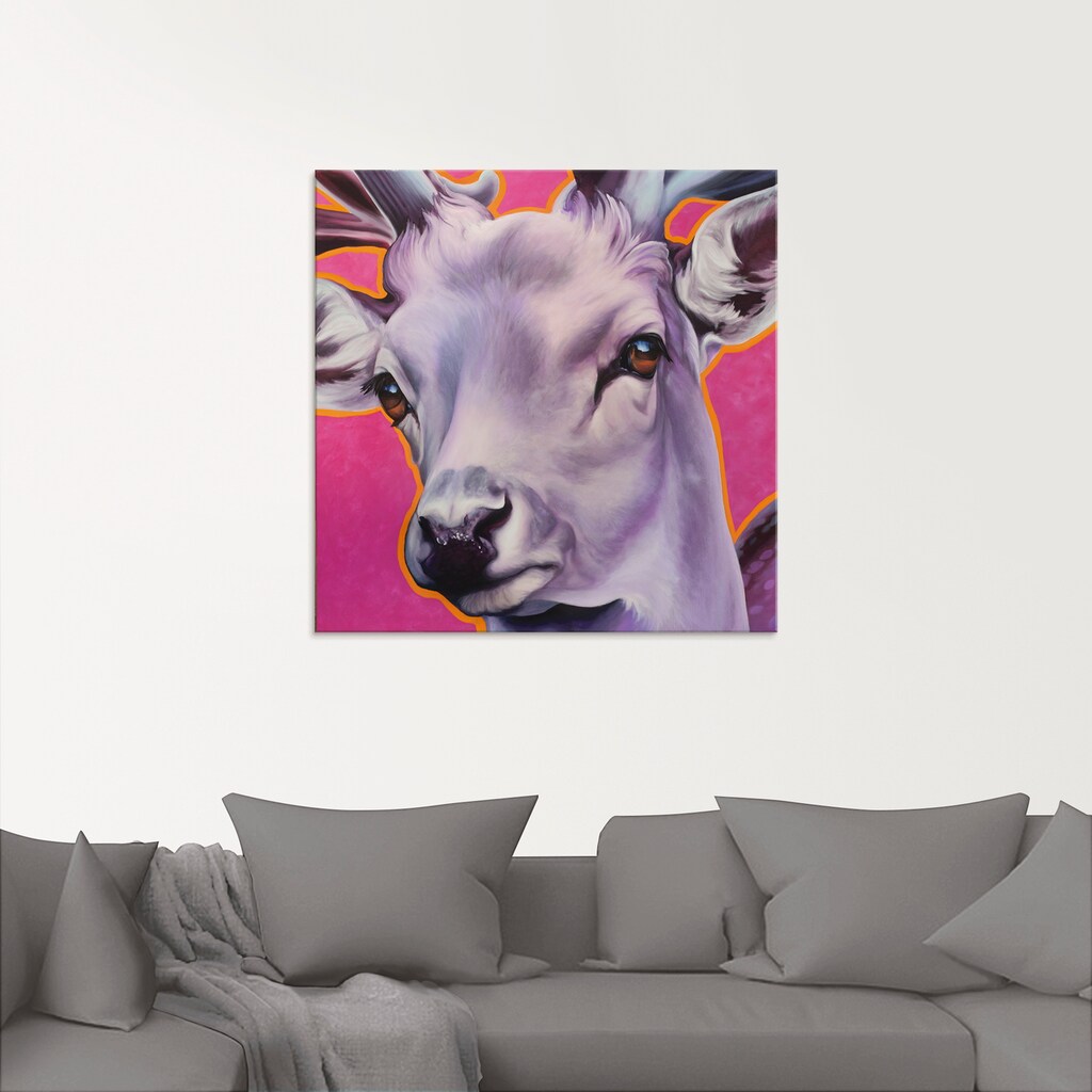 Artland Glasbild »Hirsch pink«, Wildtiere, (1 St.)