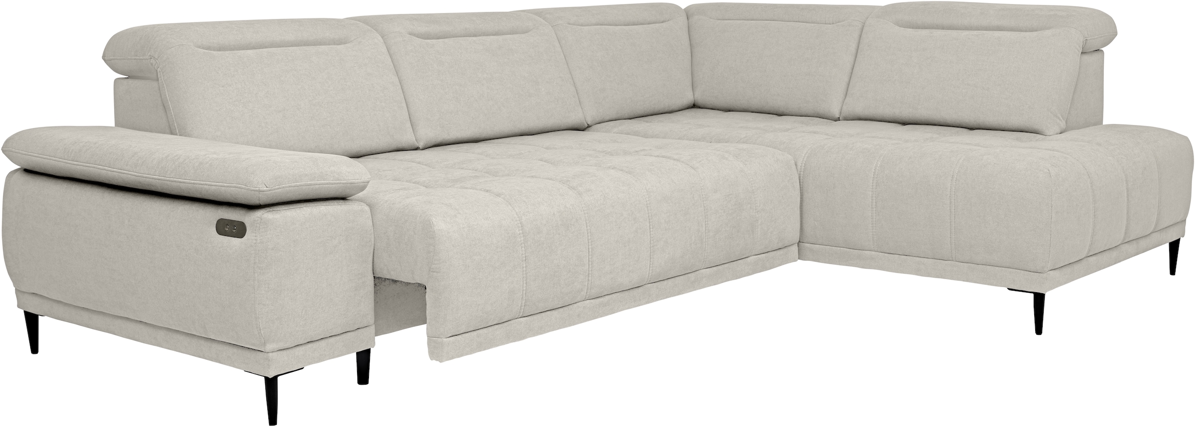 WERK2 Ecksofa »Focus-L elektr. Sitztiefenverstellung, verst. Kopfteile, bodenfrei« Luxus-Microfaser, L-Form, elektrische Sitztiefenverstellung