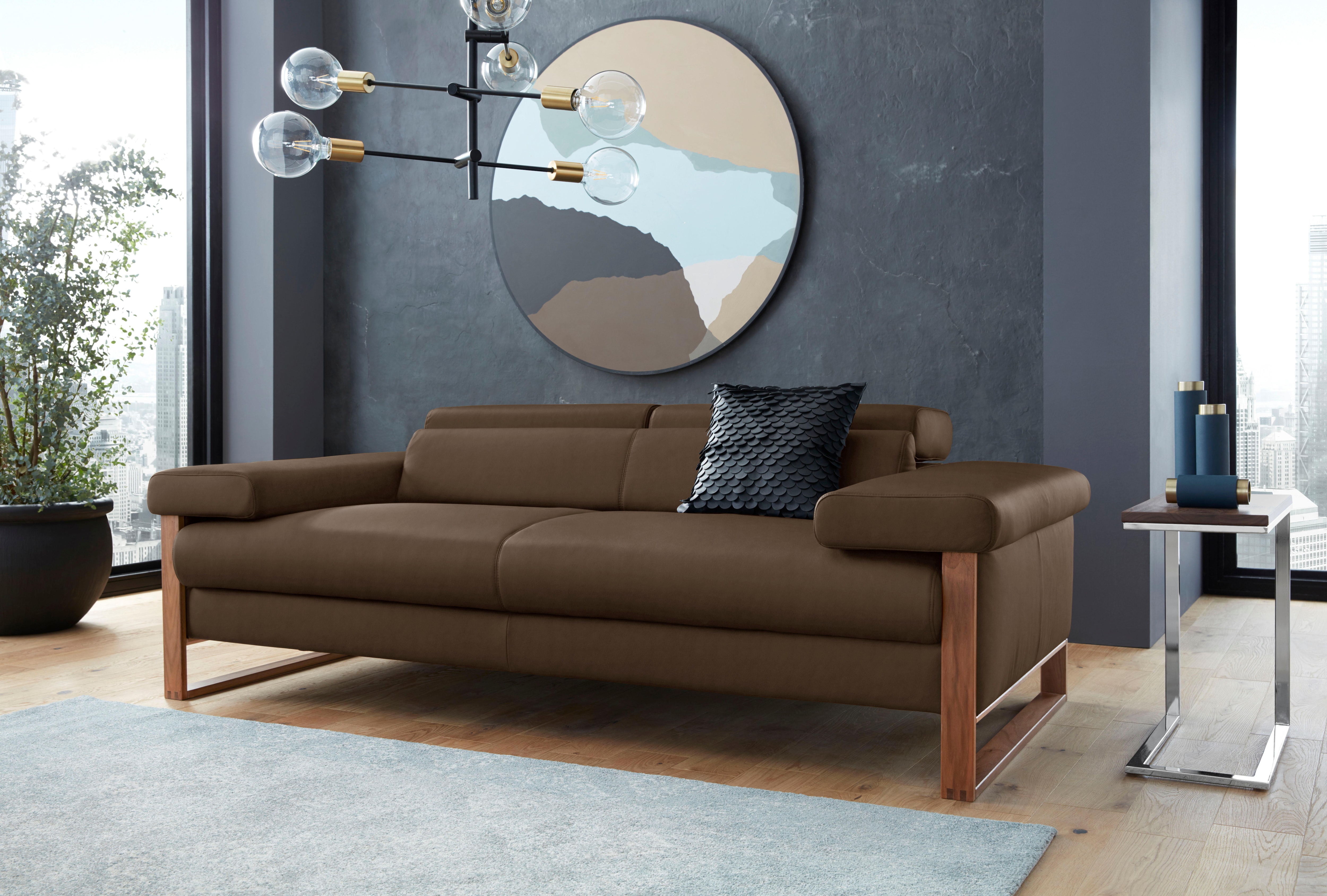 W.SCHILLIG 2-Sitzer "finn wahlw. mit Sitztiefenverstellung & Kopfstützenverstellung, bequem" German Design Award 2016, Fußgestell Nussbaum natur, Breite 210 cm