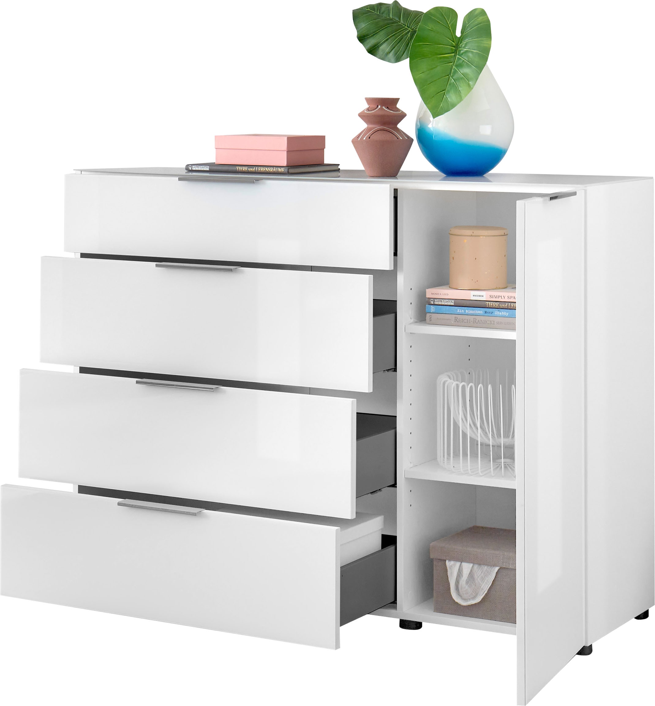 HBZ Kommode »Santorin, BxHxT 135x99x40 cm«, (1 St.), Breite 135cm, Softclose für Türen und Schubkästen, Melaminbeschichtung
