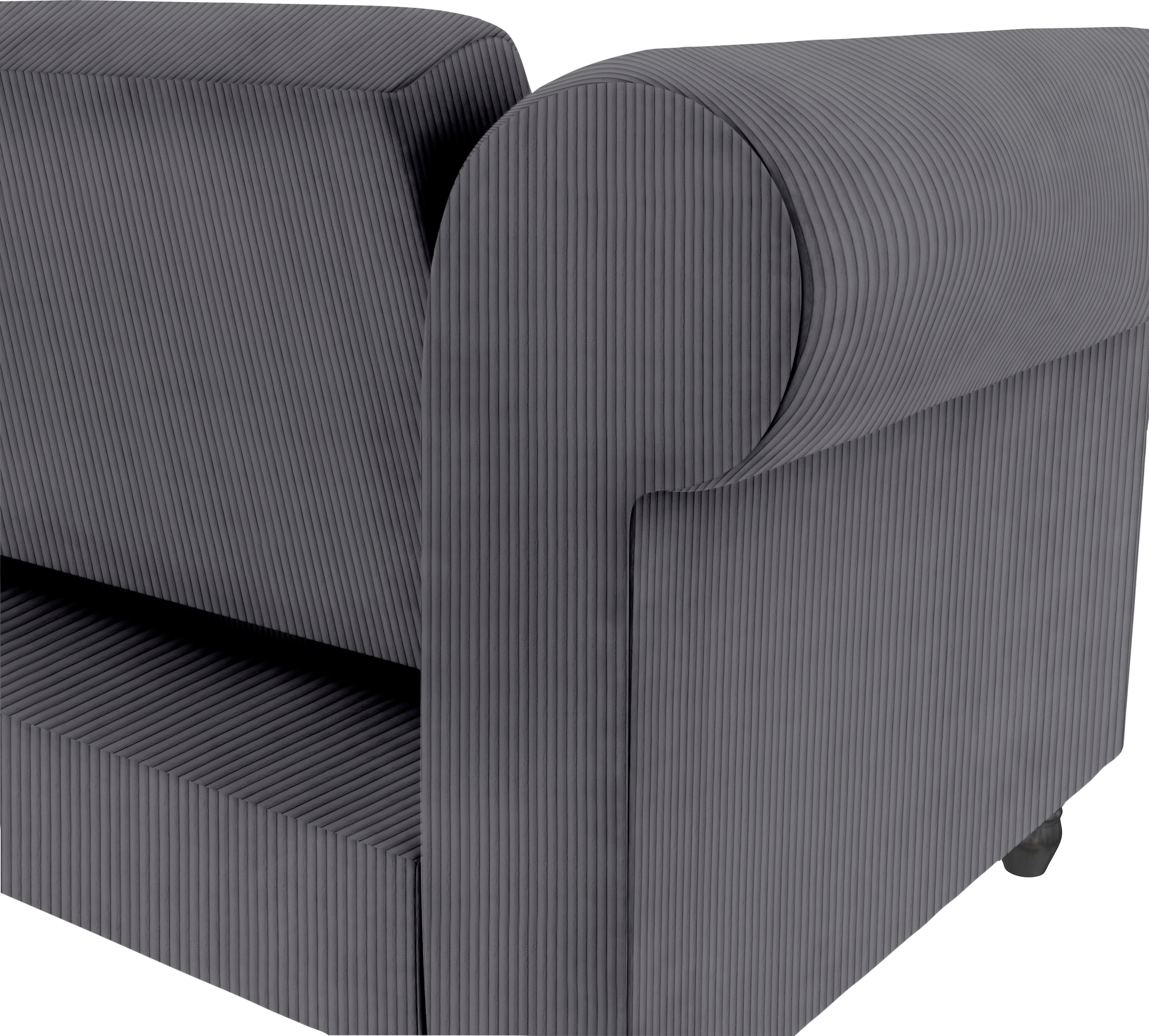 Dorel Home Ecksofa »Felix II, L-Form, Schlafsofa 241cm (Liegefl. 108/195 cm),«, verstellb. Rückenlehne, Recamiere wechselbar, Cord