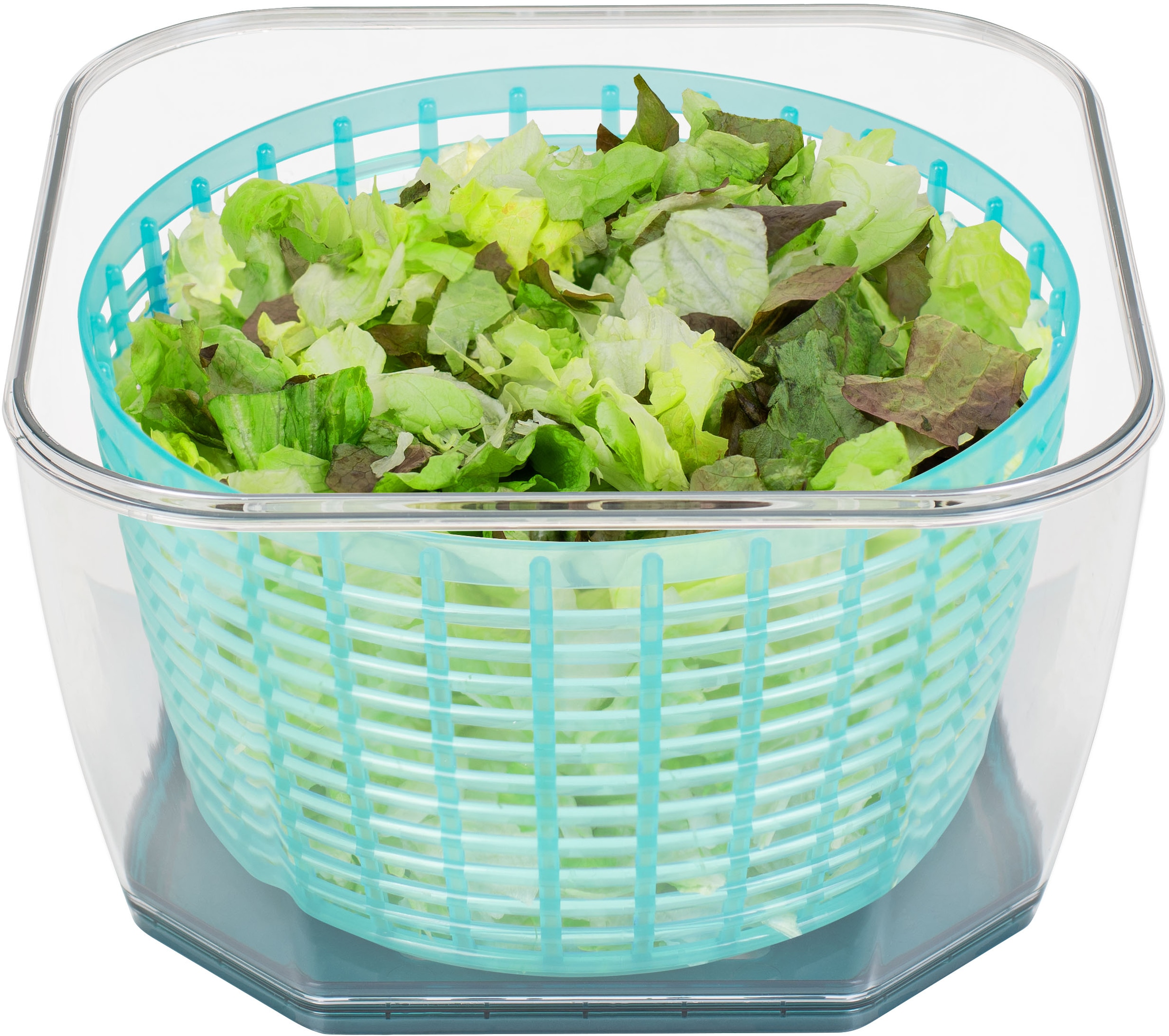 Genius Salatschleuder »Nicer Dicer Chef Pro Salatschleuder, Set 4-tlg.«, (Set, 4 tlg.), 4 in 1: Waschen, Schleudern, Abgießen und Servieren – alles in einem