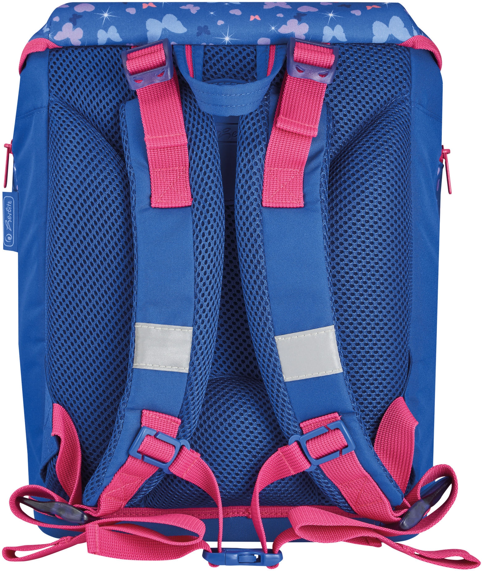 Herlitz Schulrucksack »SoftLight Plus Butterfly«, Reflektoren-Floureszierende Flächen, mit 2 abnehmbaren Applikationen