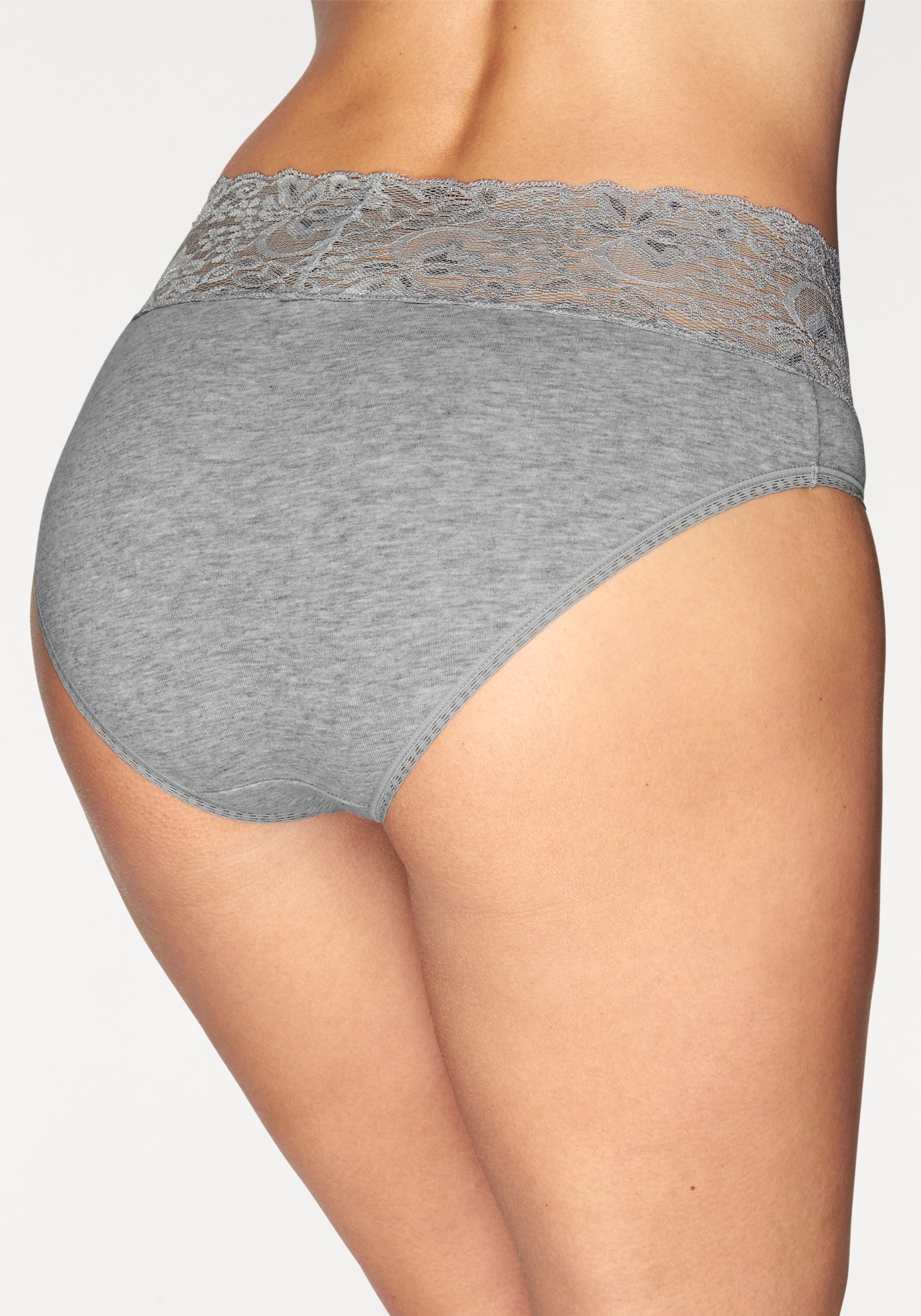 Vivance Slip, (3er-Pack), aus elastischer Baumwolle mit floraler Spitze