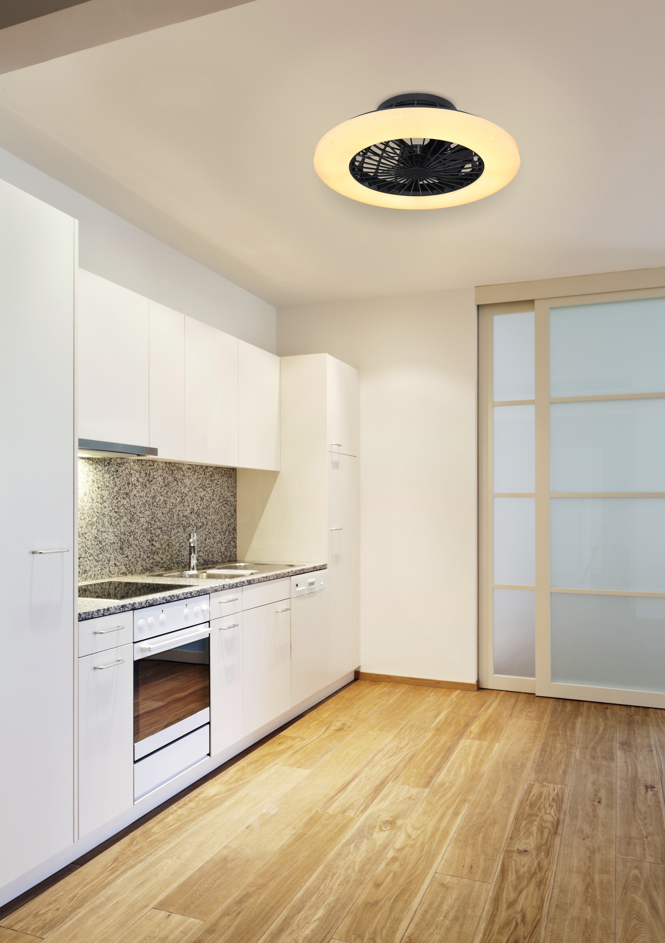 GLOBO LIGHTING Deckenleuchte »TRAVO«, Leuchtmittel LED-Modul | LED fest integriert, Ventilator/ Küche / Wohnbereich / Schlafzimmer /schwarz / Flügel innen