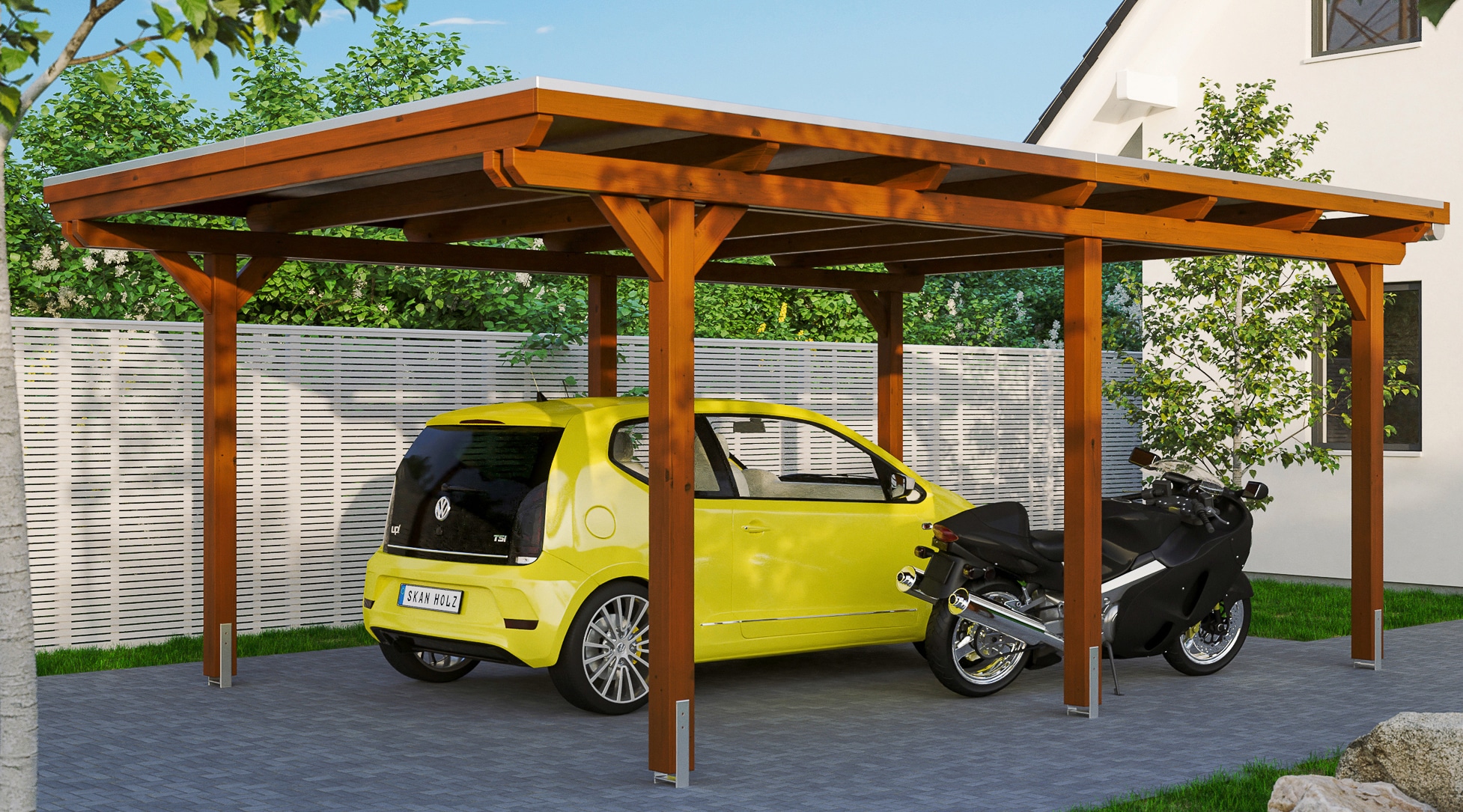 Skanholz Einzelcarport "Emsland" Leimholz 341 cm braun