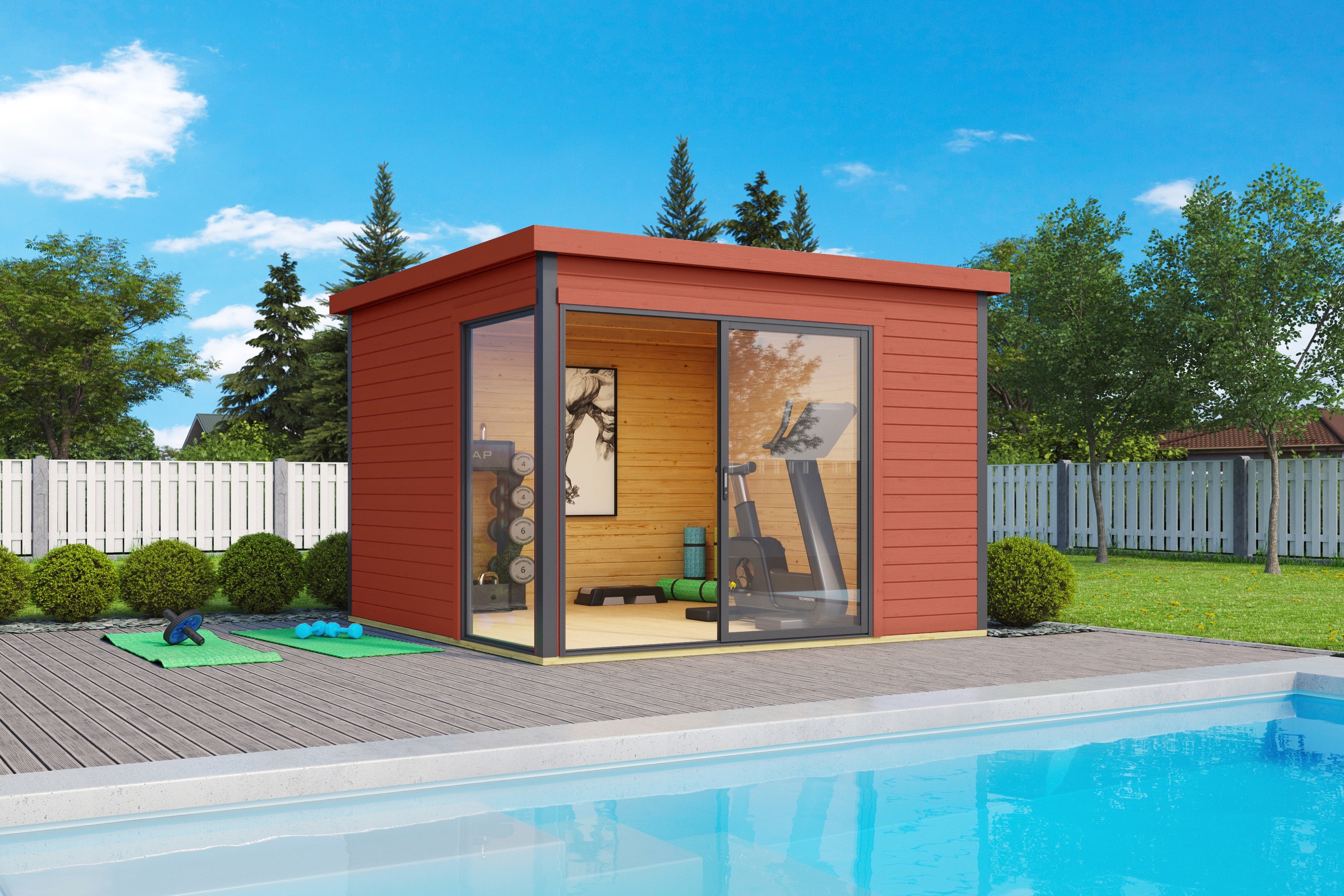 LASITA MAJA Gartenhaus »DOMEO 1 SCHWEDENROT/ANTHRAZIT«, (Set), Fundamentmass 3000 x 3000, Schwedenrot