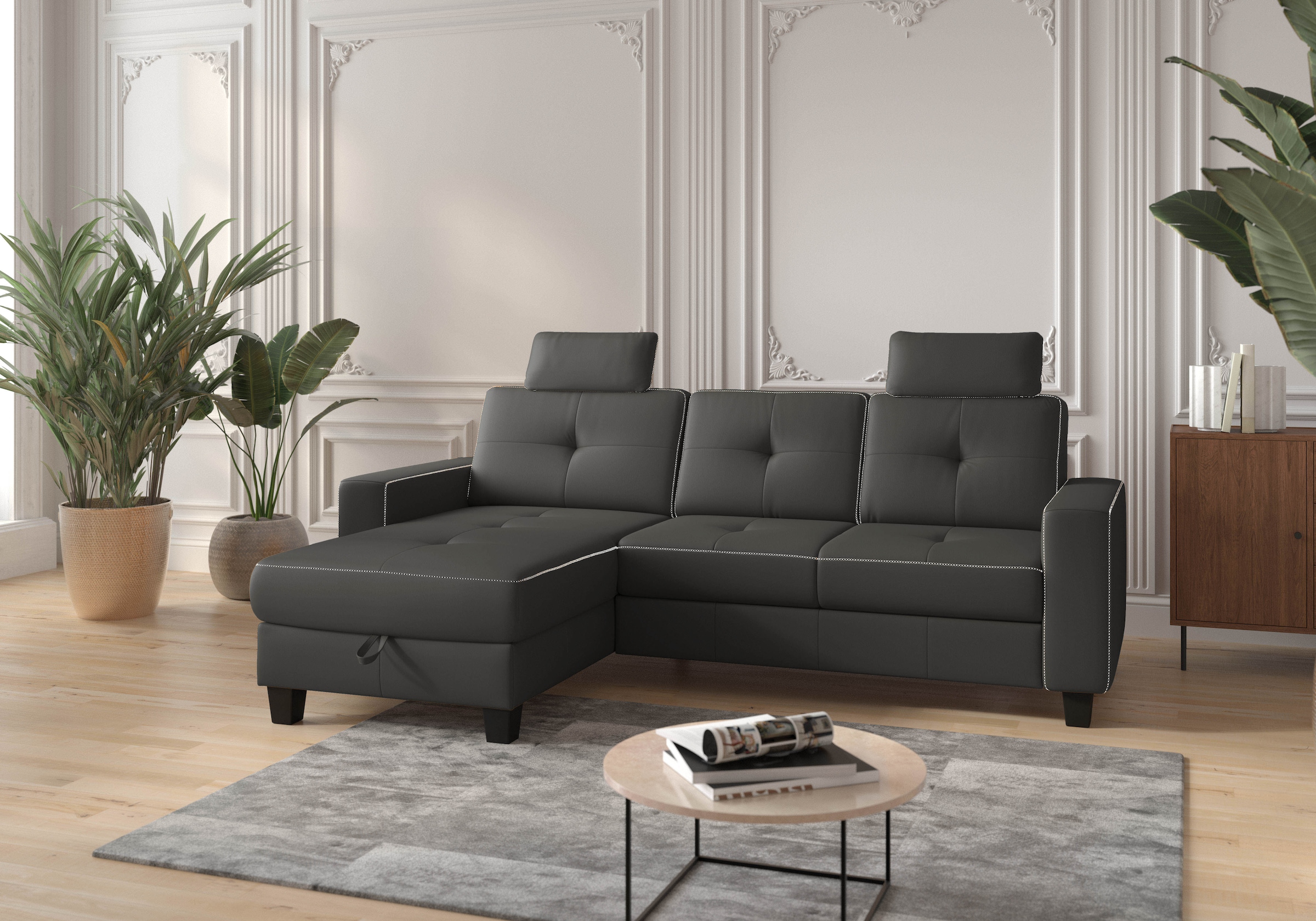 Places of Style Ecksofa »Varese«, wahlweise mit Bettfunktion und Bettkasten