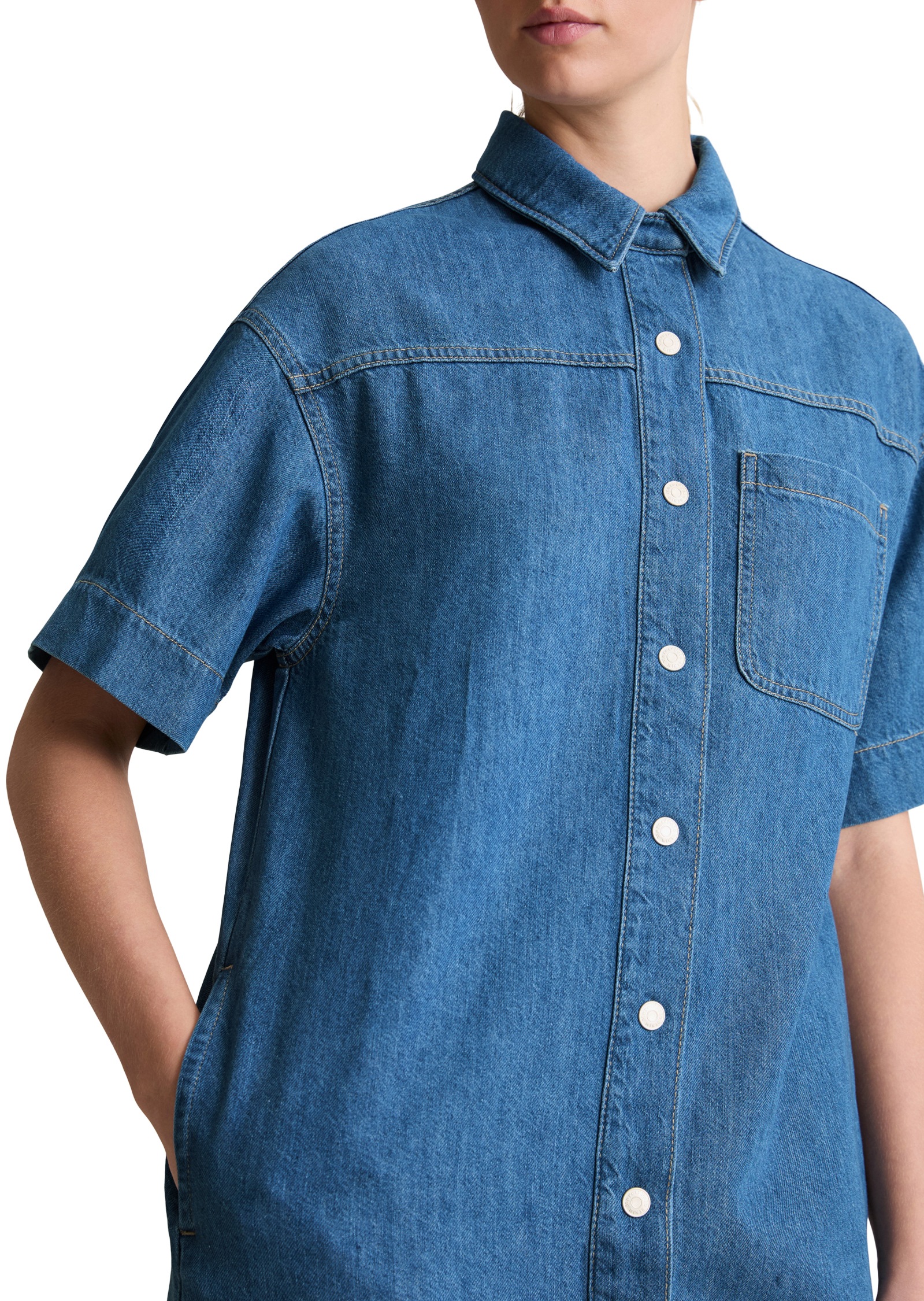 Marc O'Polo DENIM Hemdblusenkleid »mit recyeltem Leinen-Garn«