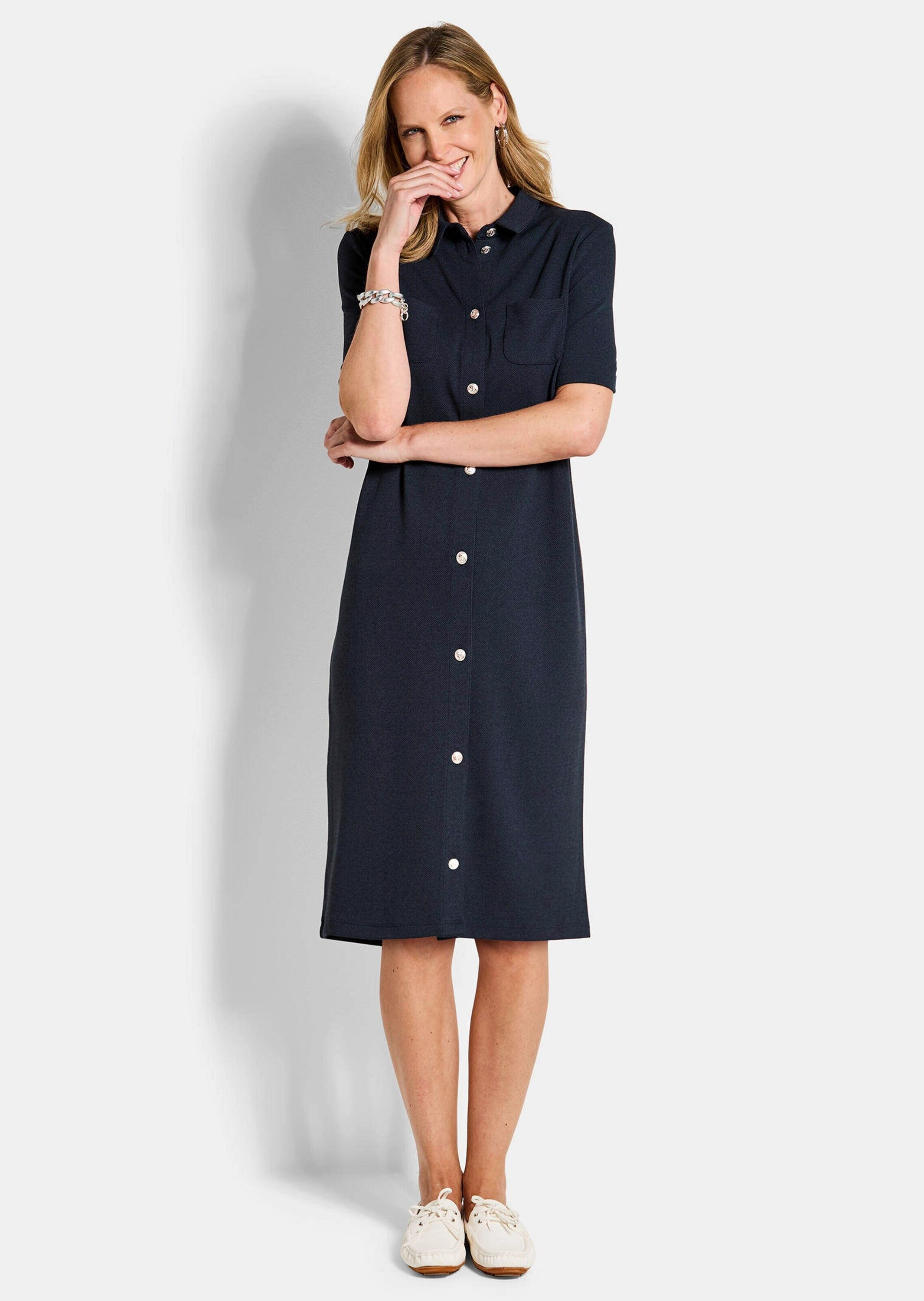 GOLDNER Jerseykleid "Kurzgröße Polokleid in maritimen Look" stretchbequeme günstig online kaufen