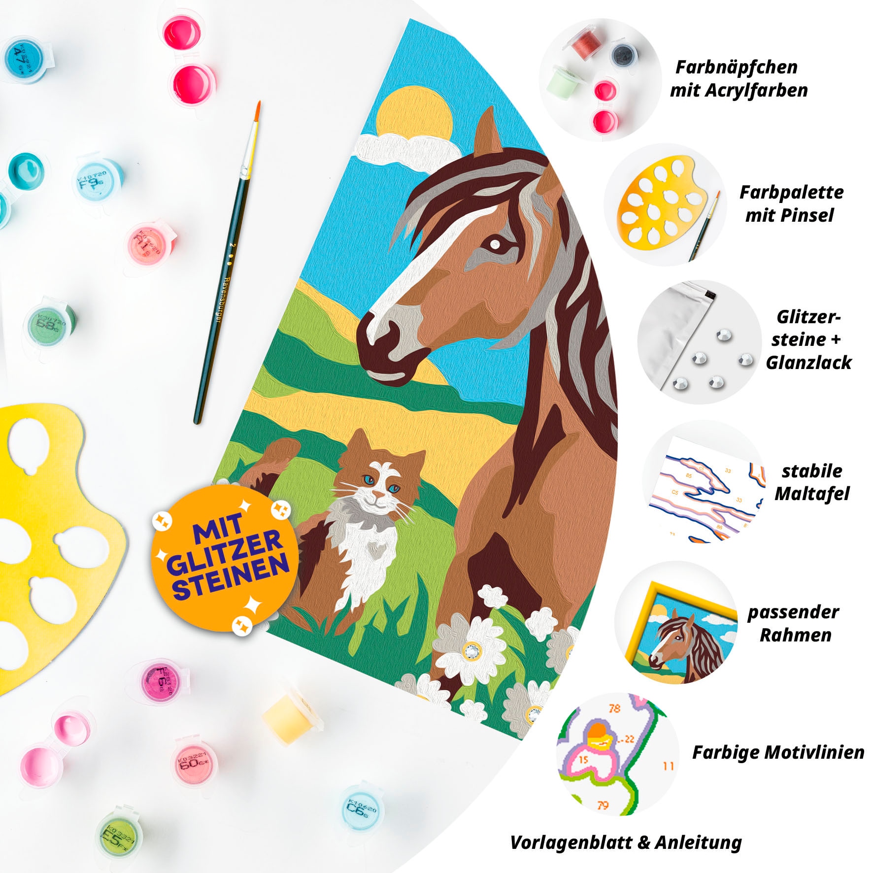 Ravensburger Malen nach Zahlen »CreArt, Pferd und Kätzchen«, Made in Europe