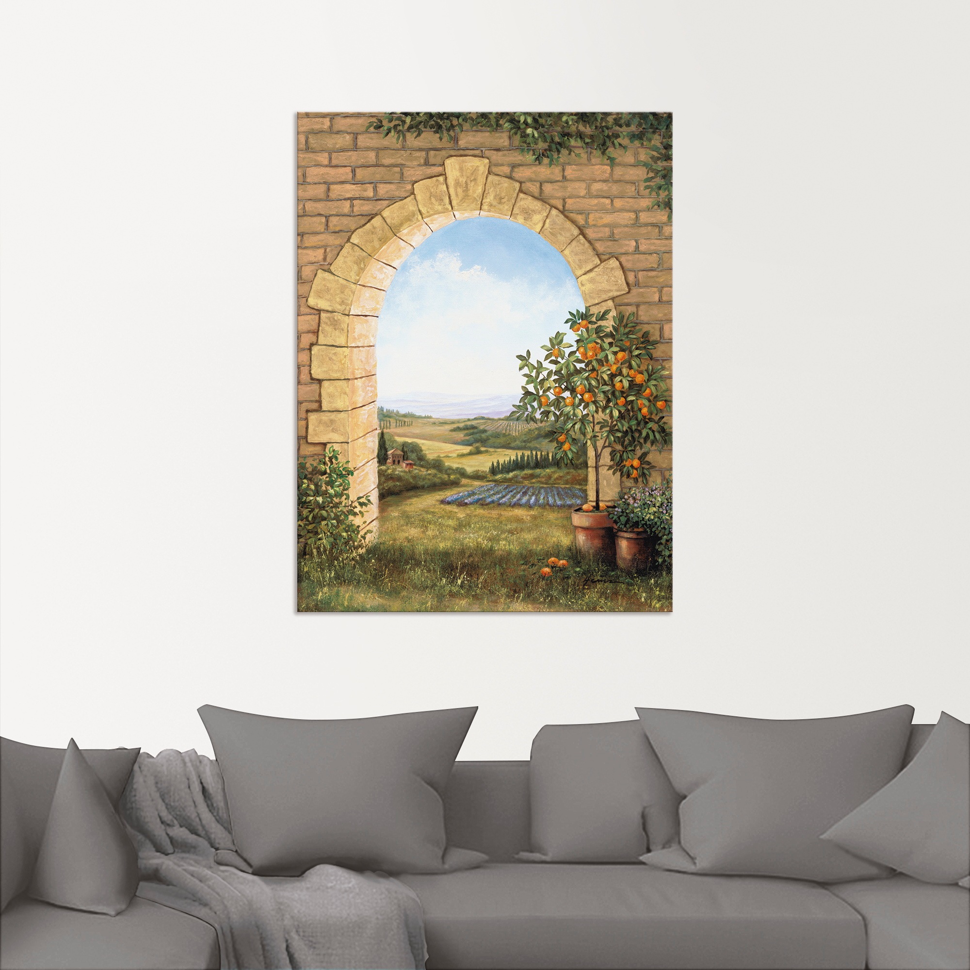 Artland Wandbild "Orangenbaum vor dem Torbogen" Fensterblick 1 Stk. tlg. al günstig online kaufen