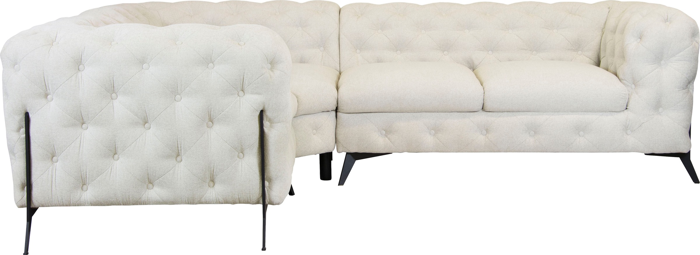 Leonique Chesterfield-Sofa »Amaury L-Form«, Chesterfield-Optik, Breite/Tiefe je 262 cm, Fußfarbe wählbar