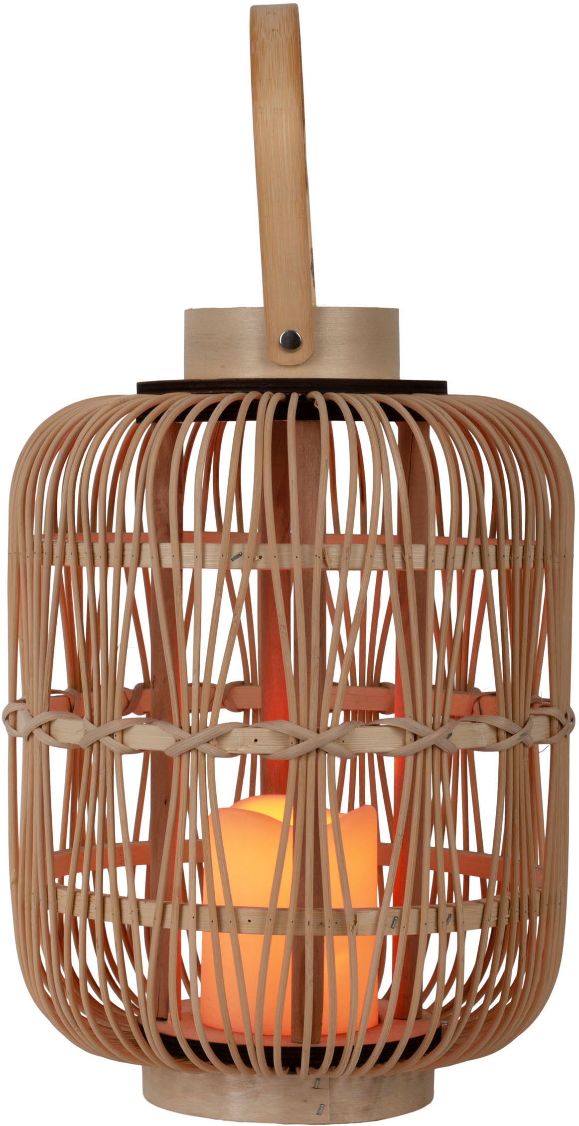 näve LED Dekolicht »Korbinian«, 1 flammig, Rattankorb natur mit Griff inkl. 1x LED-Kerze warmweiß, Timer, IP20