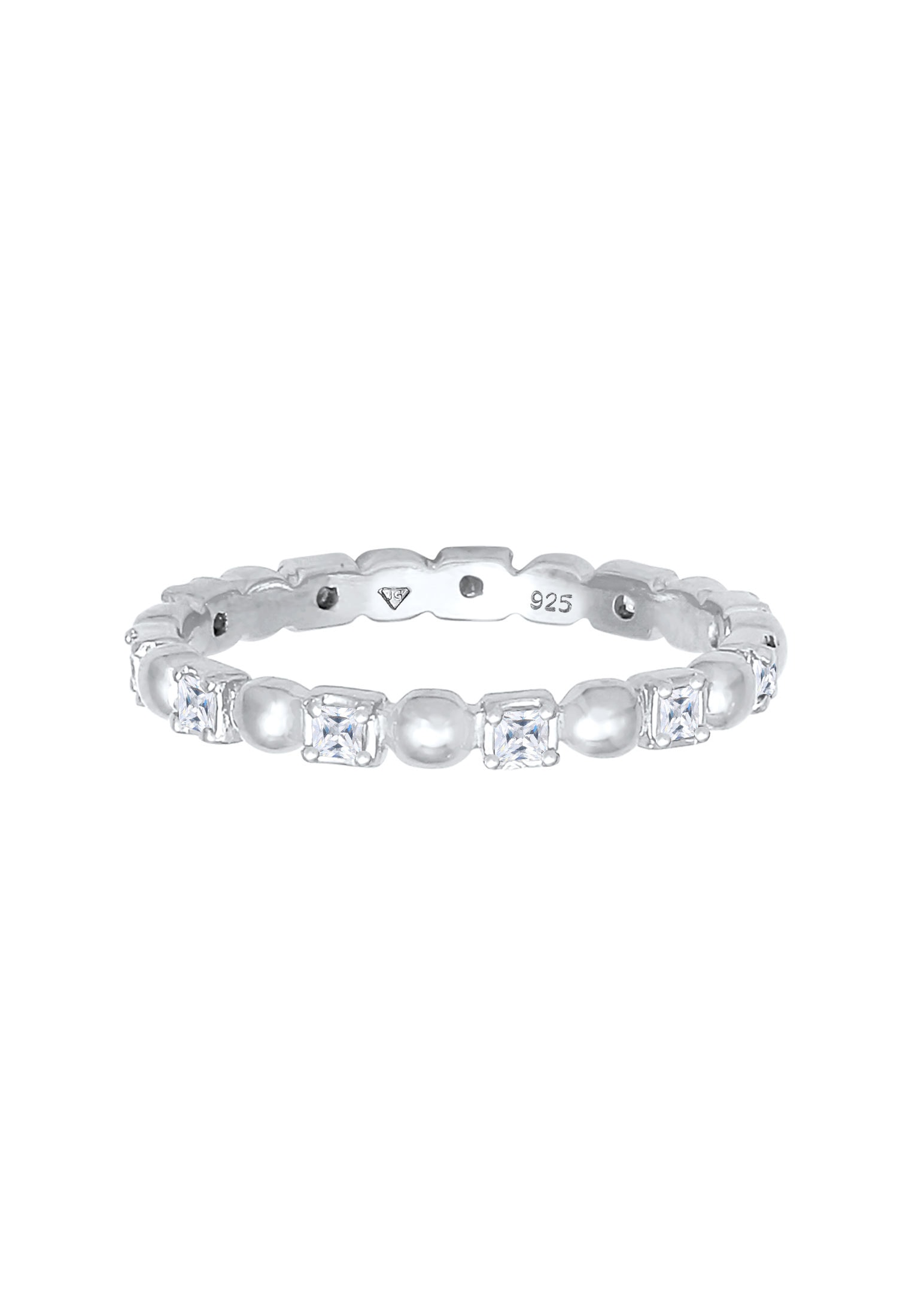 Elli Fingerring »Bandring Kugel Zirkonia Viereck 925 Silber«