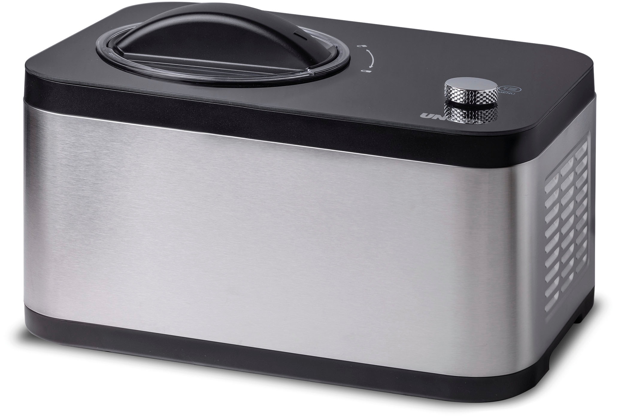 Unold 48826 Eismaschine & Joghurtbereiter EVA Kompressor Eismaschine 1,5 l 120 W Schwarz, Edelstahl