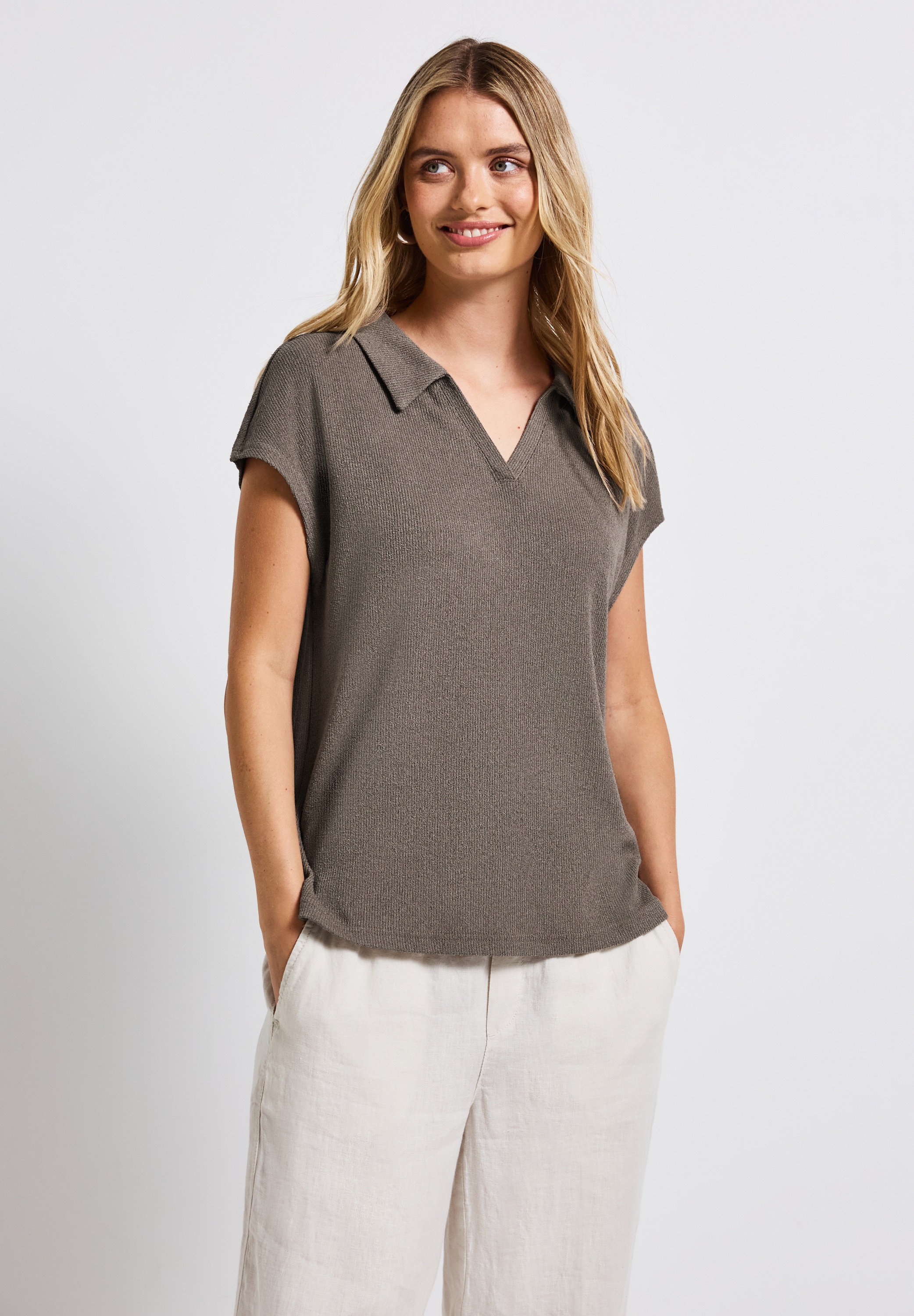 STREET ONE Poloshirt, aus elastischem Materialmix günstig online kaufen
