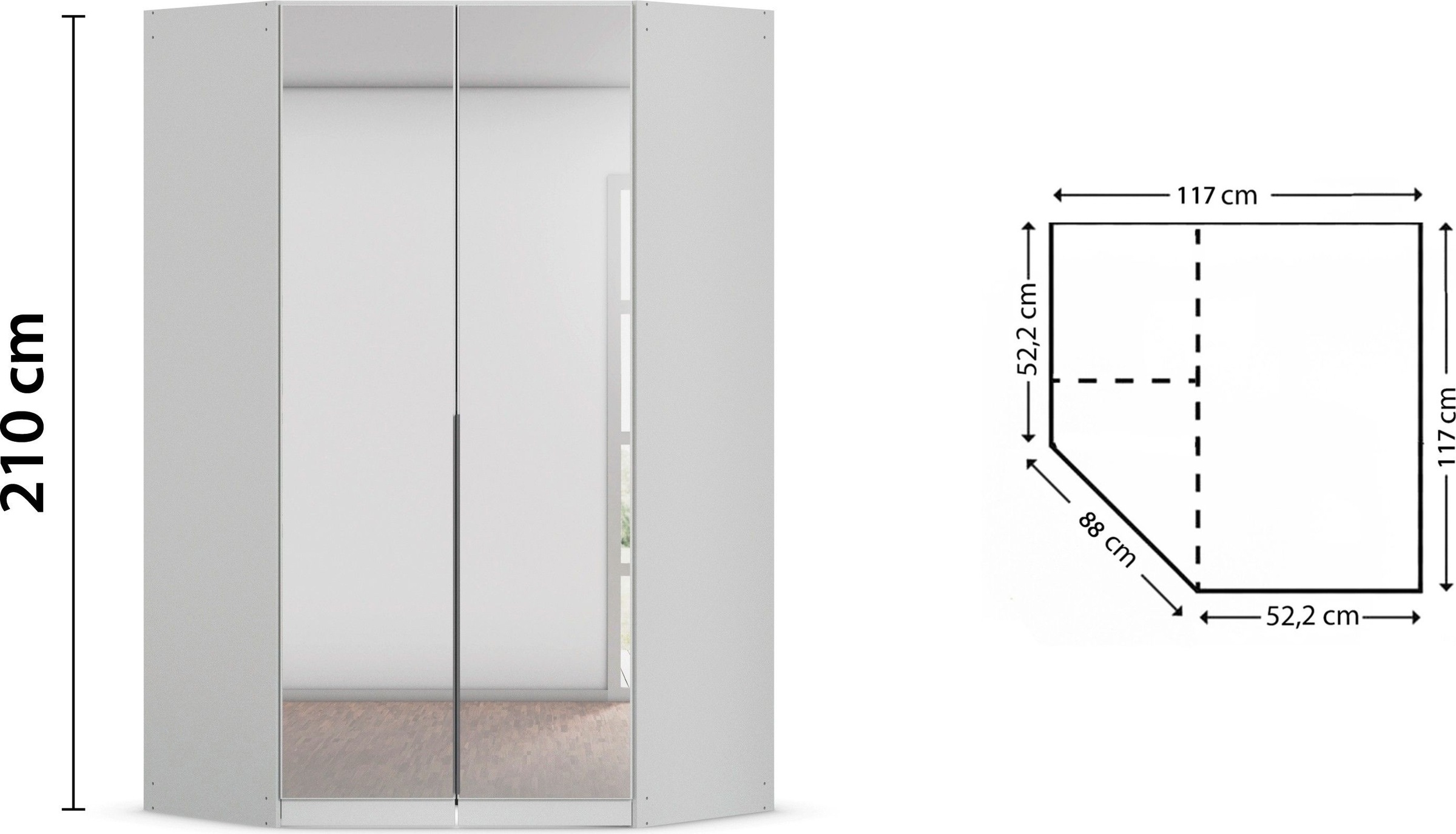 rauch Eckkleiderschrank »Kleiderschrank Schrank Ankleidezimmer Schlafzimmer Garderobe AGORDO«, (in zwei Griff-Farben), mit Spiegeltüren, voll ausgestattet mit viel Stauraum MADE IN GERMANY