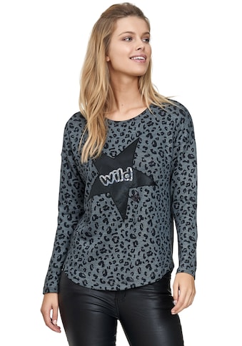 Langarmshirt, mit wildem Leoprint