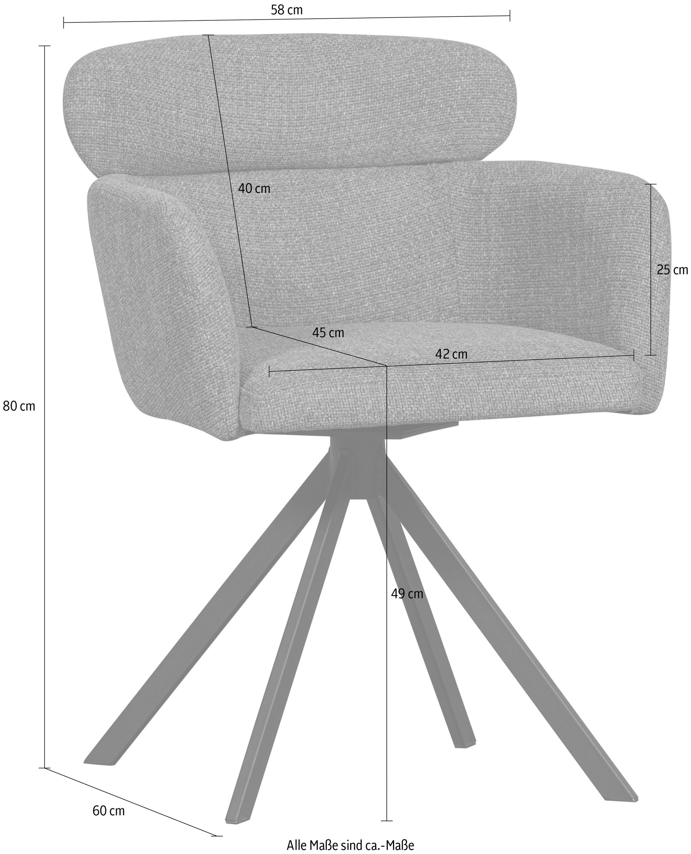 WOOOD Esszimmerstuhl »Fenne«, (Set), 2 St., Webstoff, Polterstuhl mit Drehfuß, gewebtem Stoff, Höhe 80 cm