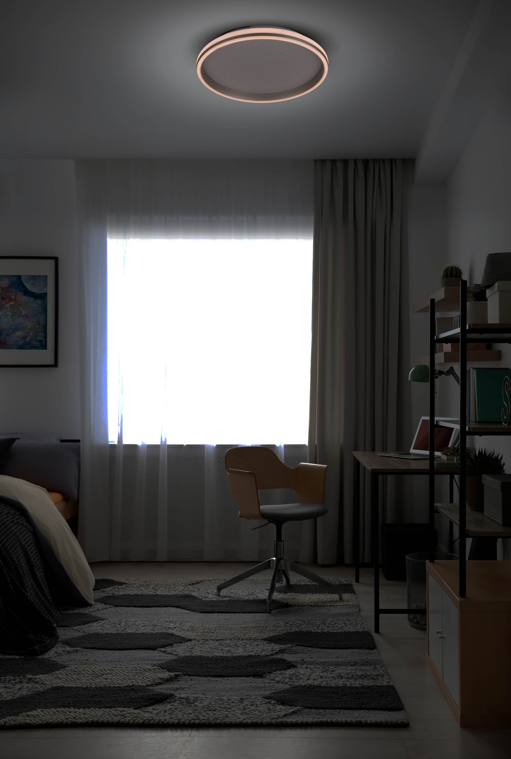 LIGHT & MORE LED Deckenleuchte »Meteor« LED-Modul 1 Stk. warmweiß - kaltweiß Dimmbar per Fernbedienung, CCT, Memory, Nachlicht, Timer, Sterneffekt