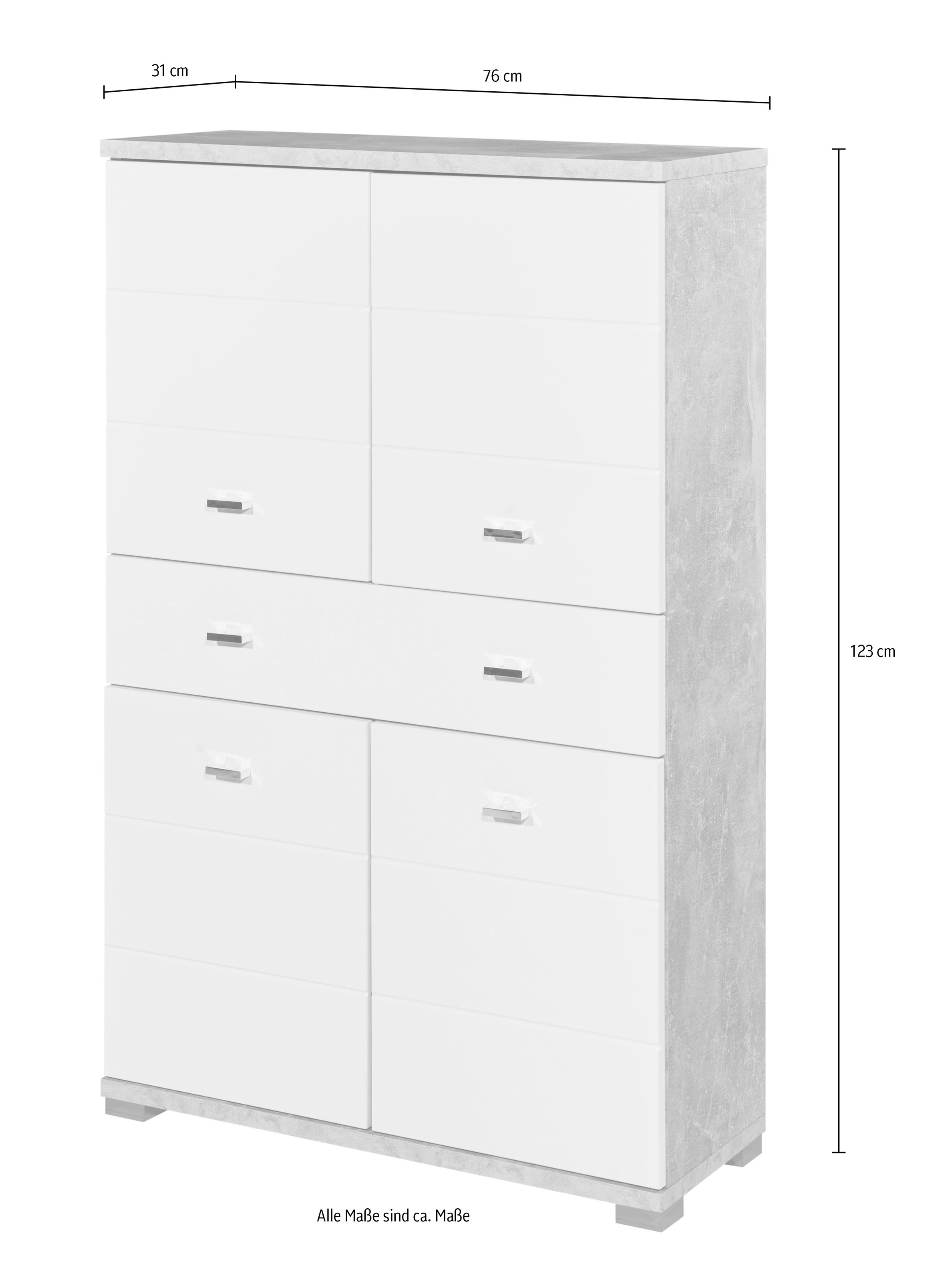 BASIC by Balculina Midischrank »Pool, Badezimmerschrank BxHxT 76x123x31«, (1 St.), Breite 76cm, Tür L/R montierbar