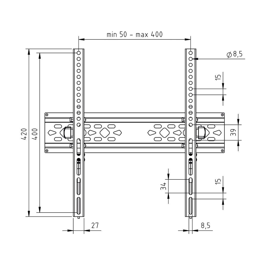 Flashstar TV-Wandhalterung »TV-Wandhalterung, neigbar, 81 - 165 cm (32"- 65"), 43", 50", 55"«, - VESA (von-bis): 50x50 - 400x400