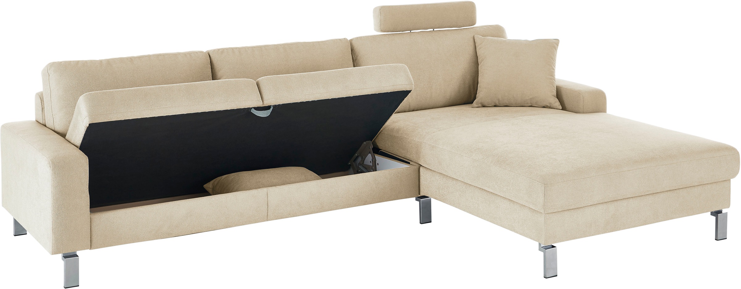 3C Candy Ecksofa »Lecce, wahlweise PUR-Schaumstoff oder Tonnentaschenfederkern«, Bett im 2,5-Sitzer, teilmotorische Schlaffunktion im Longchair, L-Form