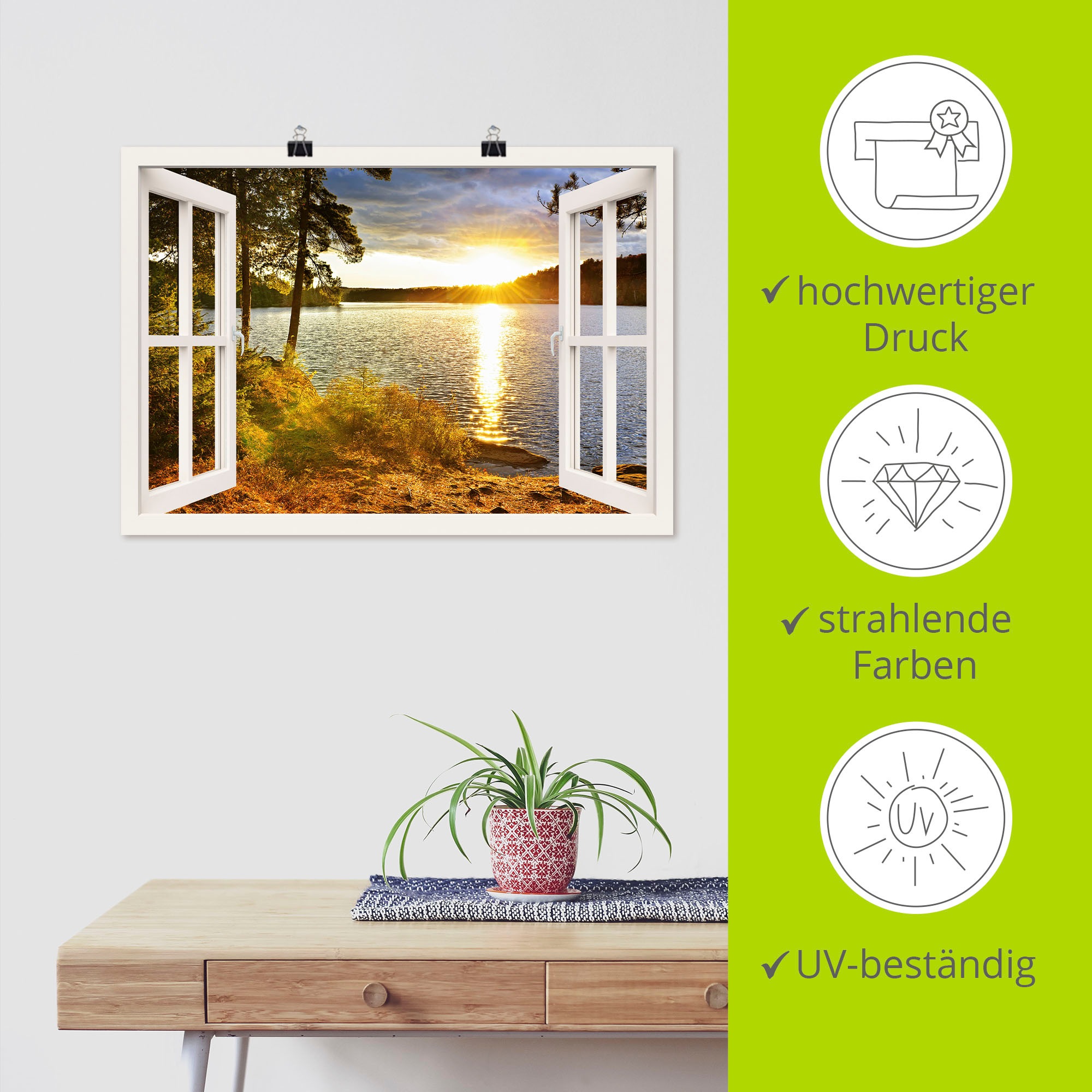 Artland Wandbild »Sonnenuntergang im Algonquin Park«, Fensterblick, (1 St.), als Leinwandbild, Poster, Wandaufkleber in verschied. Größen
