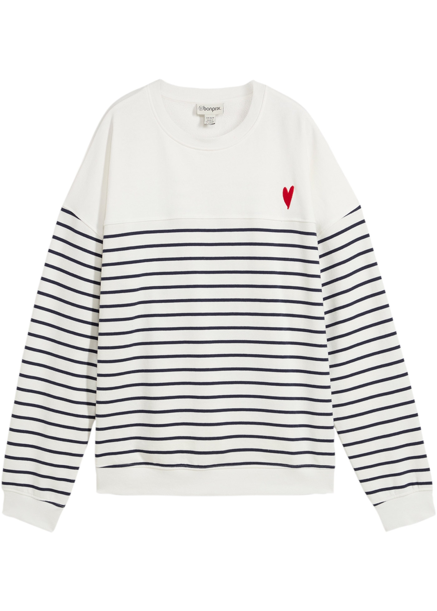 bonprix Sweatshirt , Oversize Passform, gestreiftes Design im bretonischen Stil
