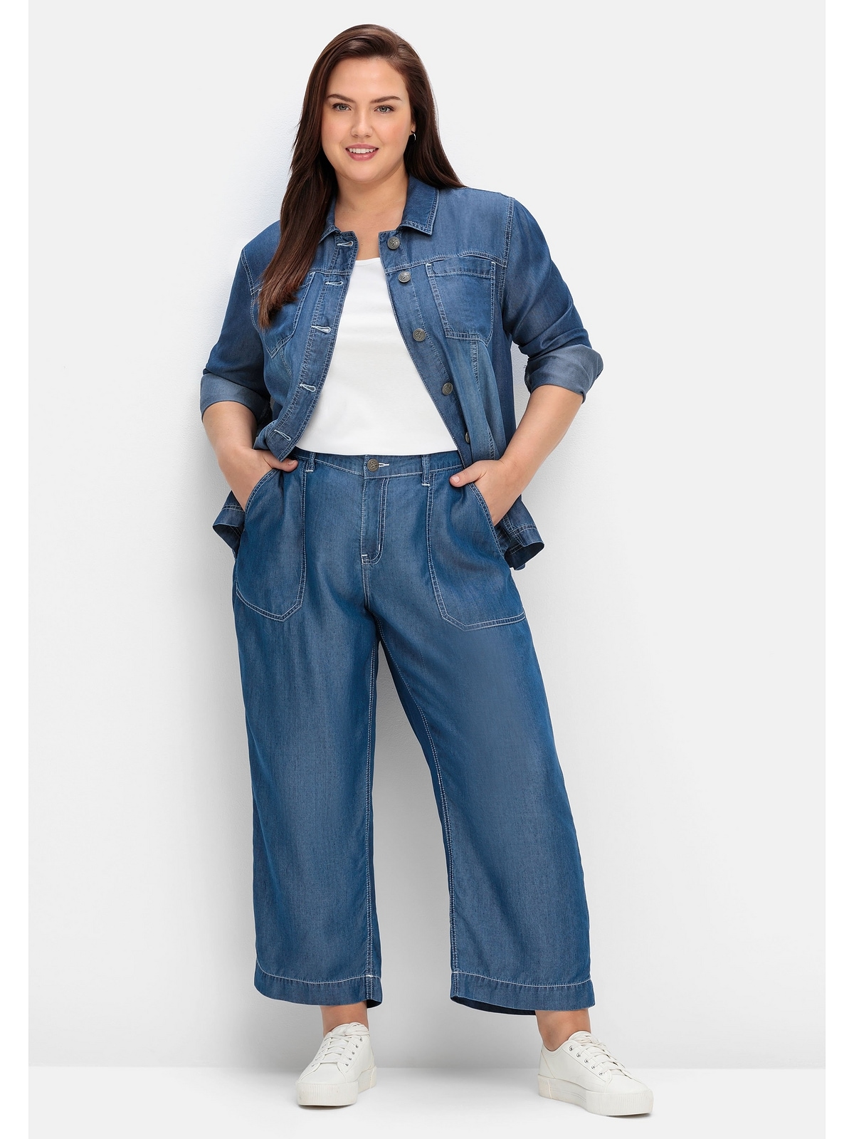 Weite Jeans »Große Größen«, aus TENCEL™ Lyocell, mit Kontrastnähten