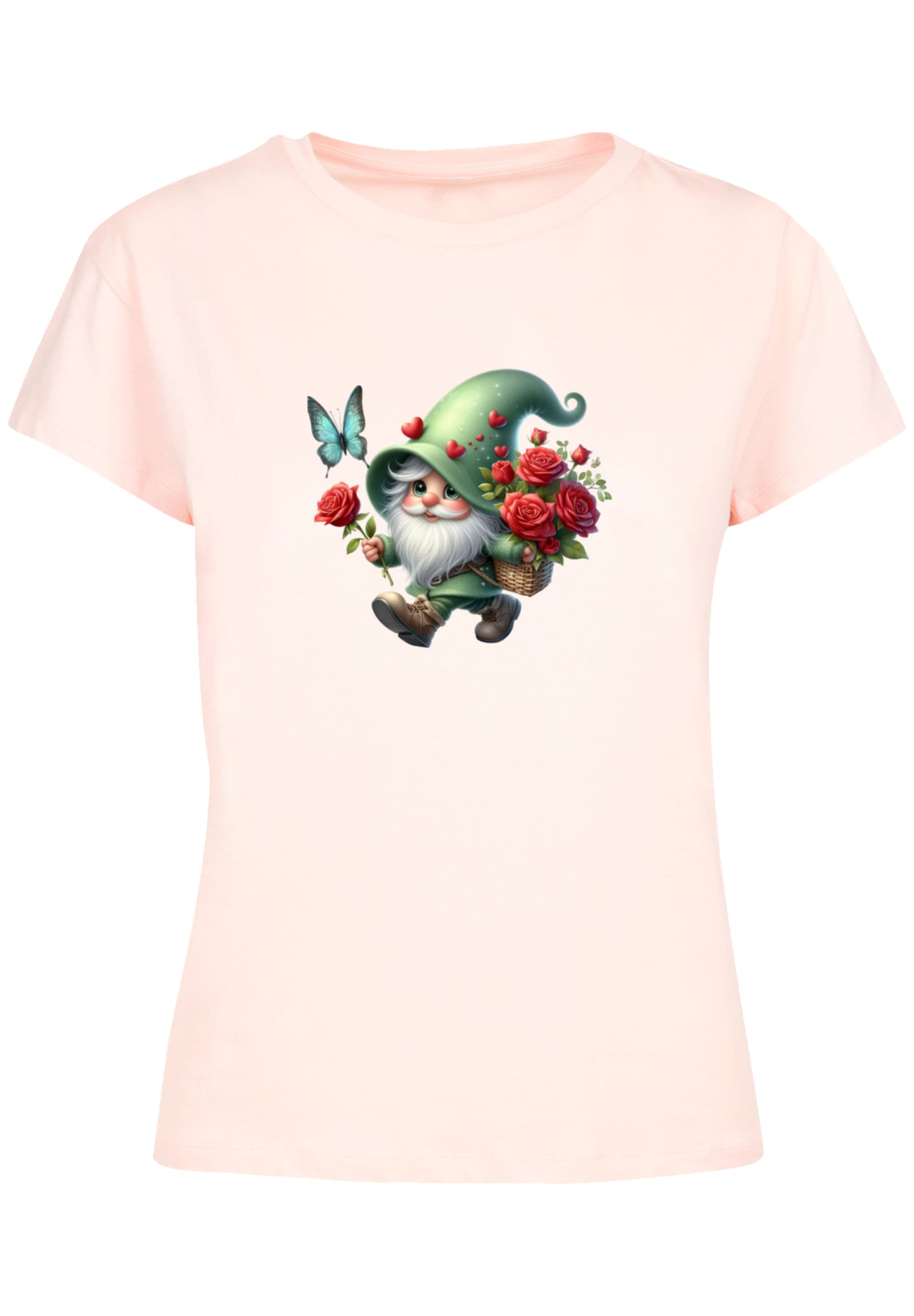 F4NT4STIC T-Shirt »Gnom Frühling Blumen Schmetterling«, Premium Qualität