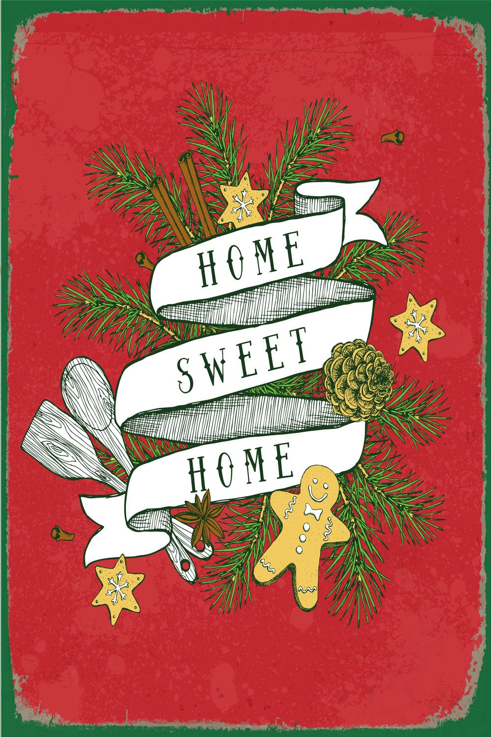 queence Metallbild "Home Sweet Home", Schriftzüge-Schriftzug-Weihnachten, ( günstig online kaufen