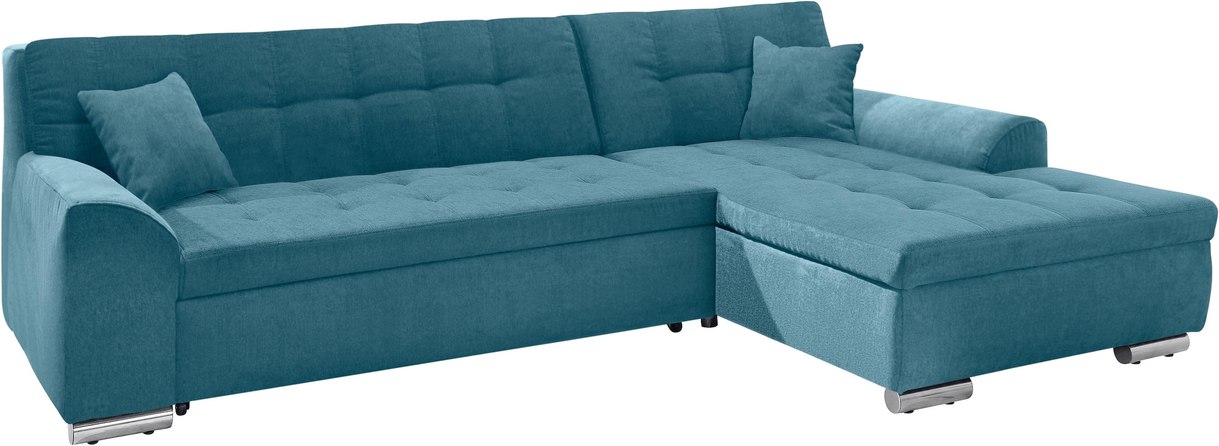 DOMO collection Ecksofa »Aversa, moderne Steppung im Sitz und Rücken, geschwungene Armlehnen,«, L-Form, wahlweise mit Bettfunktion