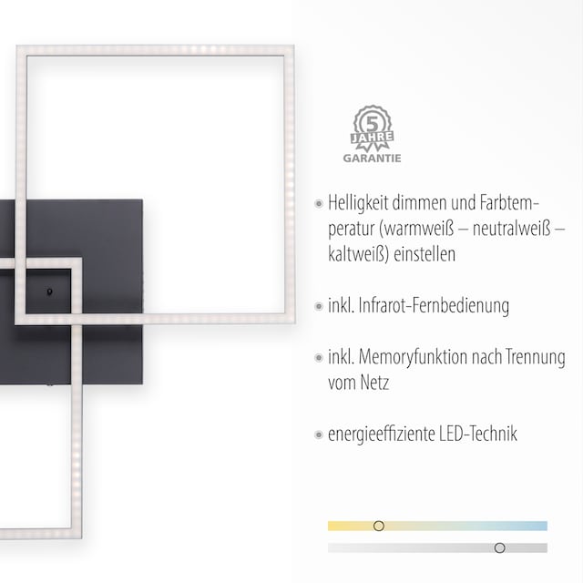 Fernbedienung flammig-flammig, | Leuchten BAUR Deckenleuchte über Direkt 2 LED dimmbar »IVEN«,