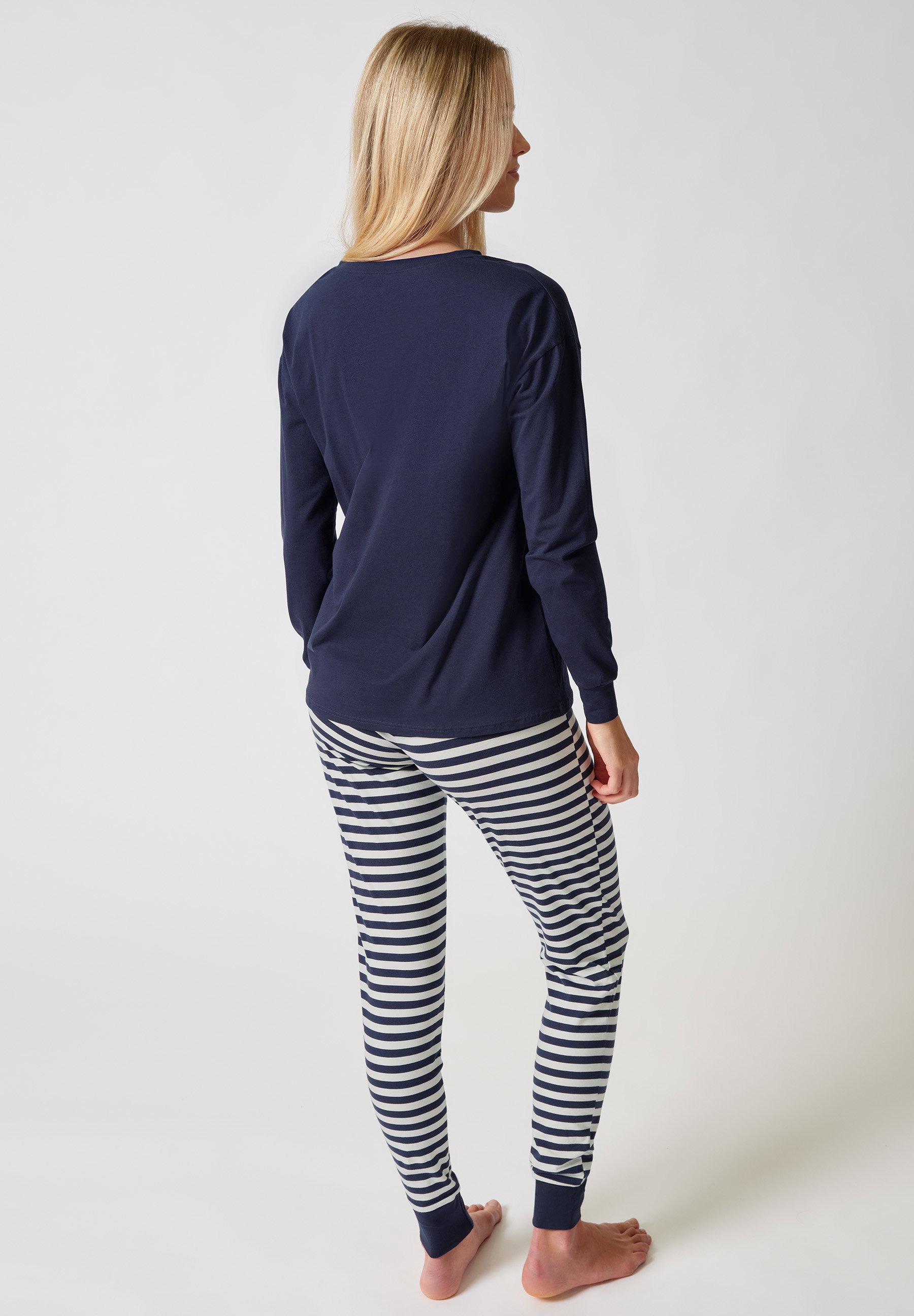 Skiny Pyjama »Night In Mix & Match« 2 tlg. mit Rundhalsausschnitt, langärmelig, breiter Bund