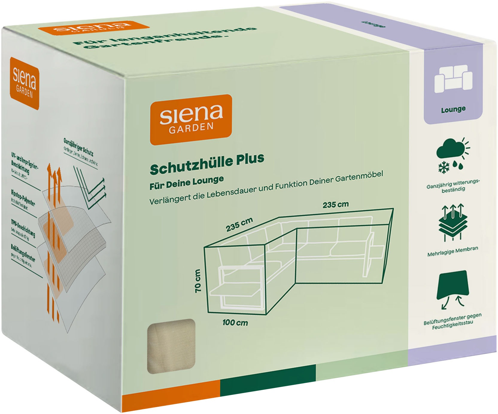 Siena Garden Gartenmöbel-Schutzhülle »Loungehülle Plus« 235 x 235 x 100 x H70 cm