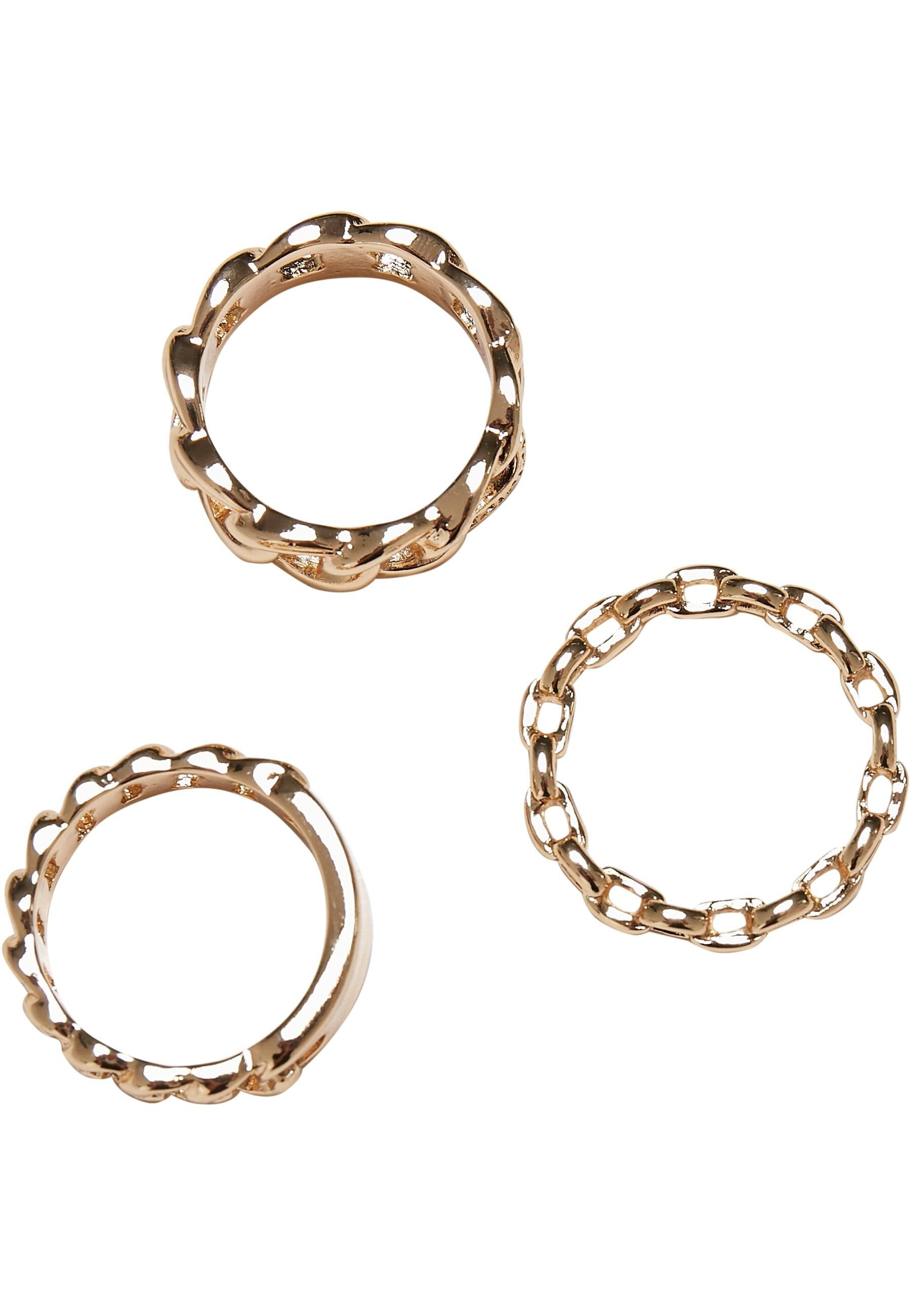 URBAN CLASSICS Ring-Set »Urban Classics Unisex Chain Ring 3-Pack«