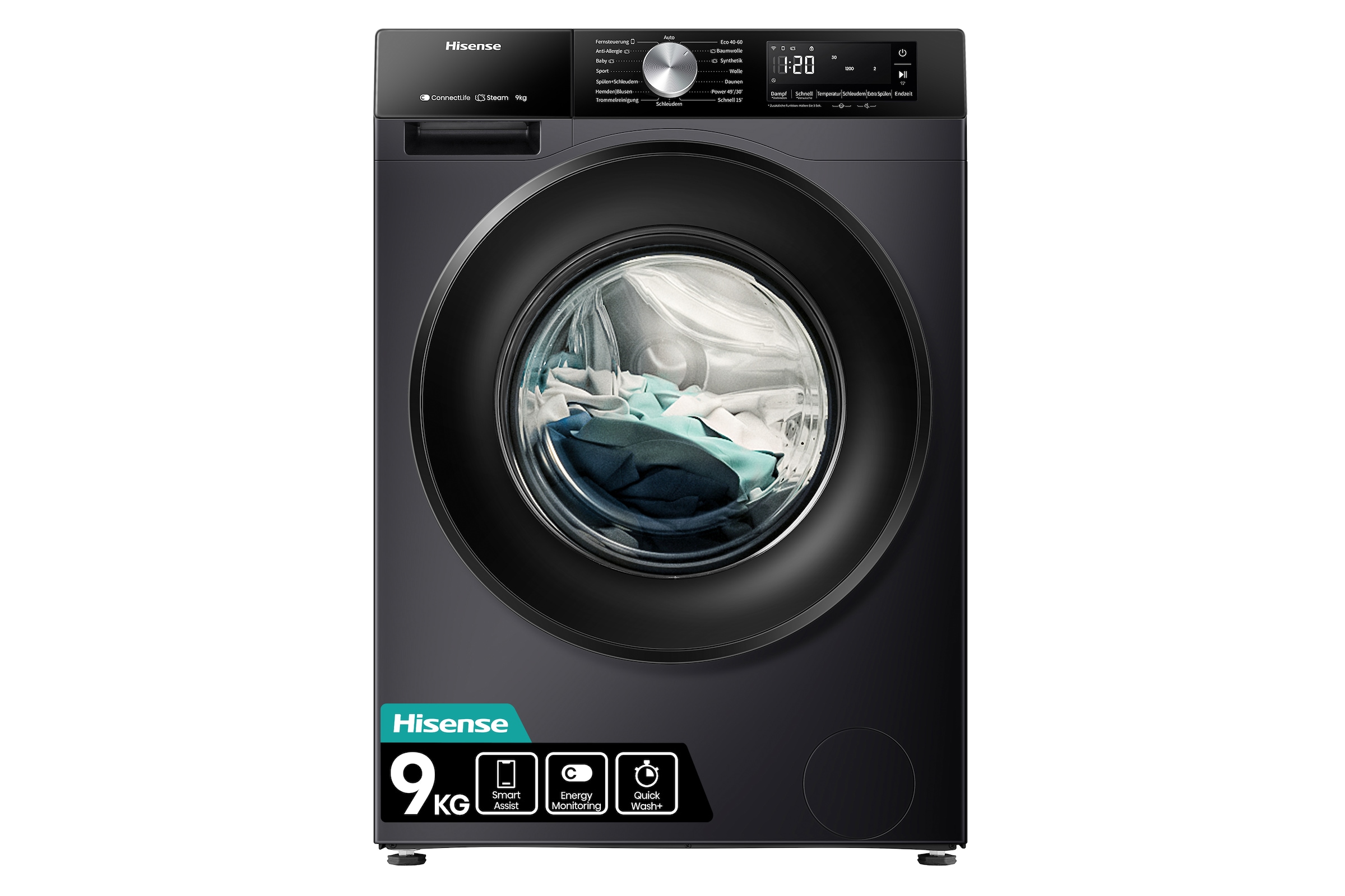 Hisense Waschmaschine »WF3S9043BB3«, 9 kg, 1400 U/min, Wifi-ConnectLife
