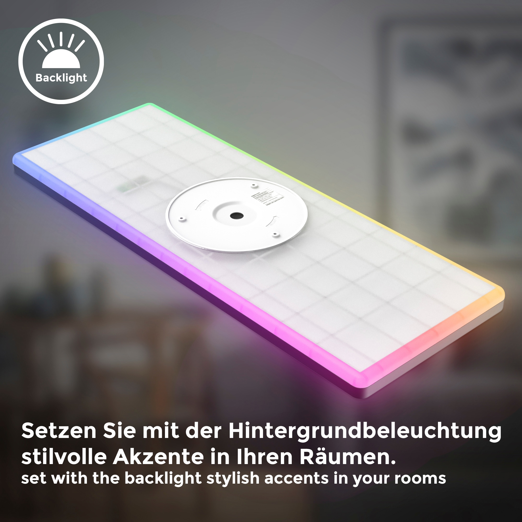 B.K.Licht LED ultraflache Deckenleuchte mit Hintergrundbeleuchtungseffekt, inkl. Fernbedienung,  1 x LED Platine 22 Watt, 3.000lm, 4.000K