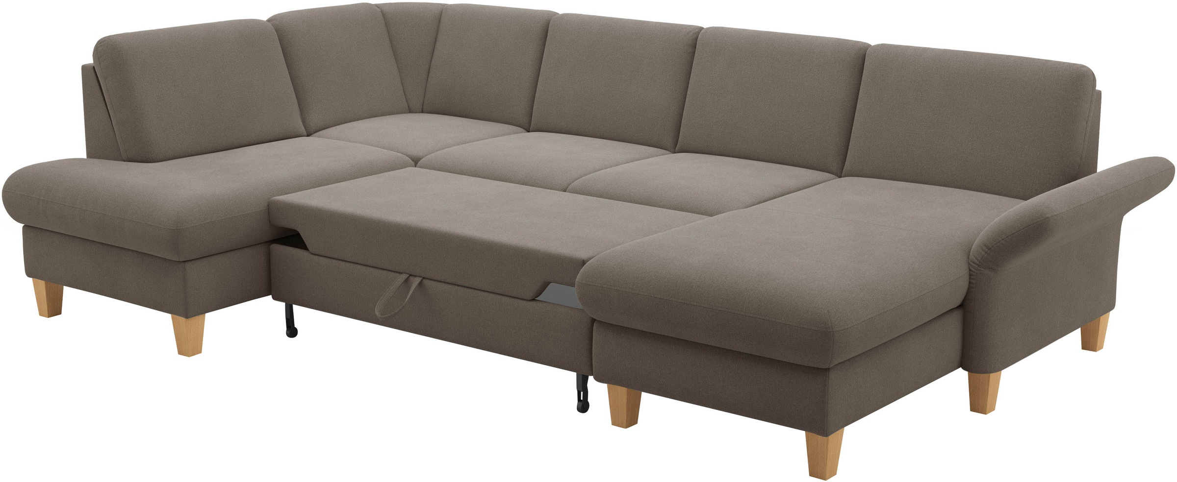 Home affaire Wohnlandschaft »Rochelle, U-Form«, optional mit Armteilverstellung, mit Bettfunktion & Bettkasten