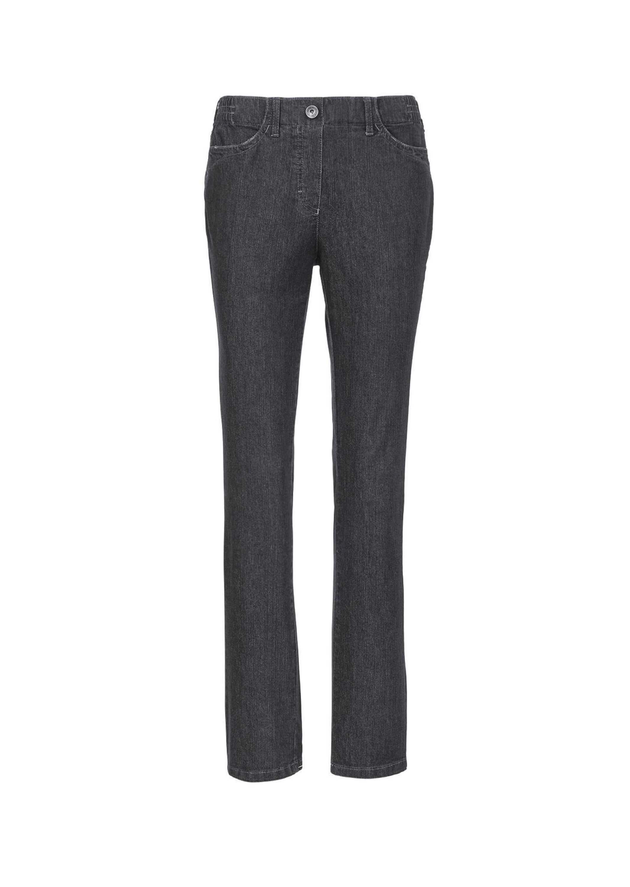 GOLDNER Regular-fit-Jeans "Edel geschmückte Jeansschlupfhose MARTHA" Reißverschlussoptik mit Knopf vorne