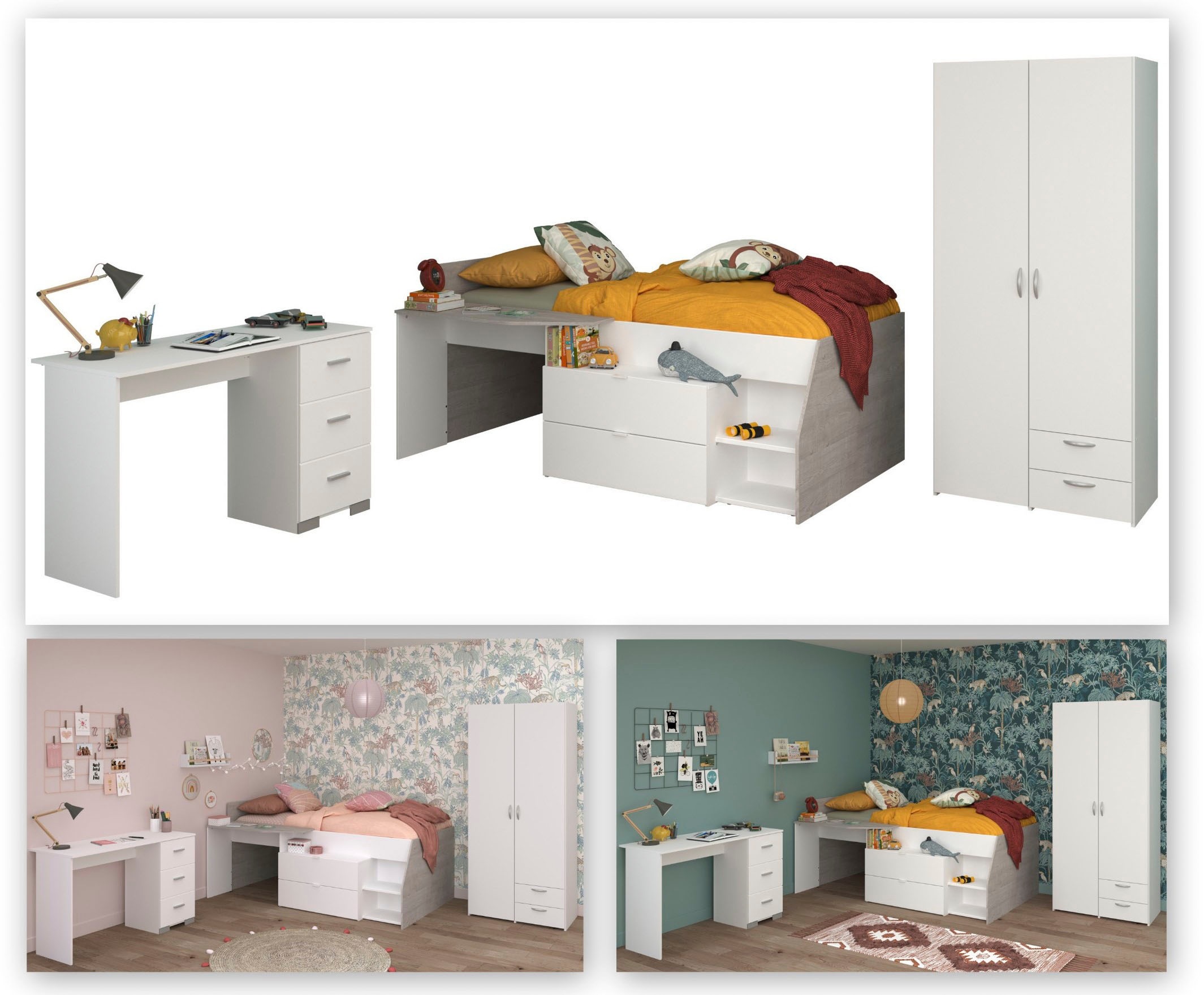 Parisot Jugendzimmer-Set "Parisot Milky 13" 3 Stk. tlg. viel Stauraum, halb günstig online kaufen