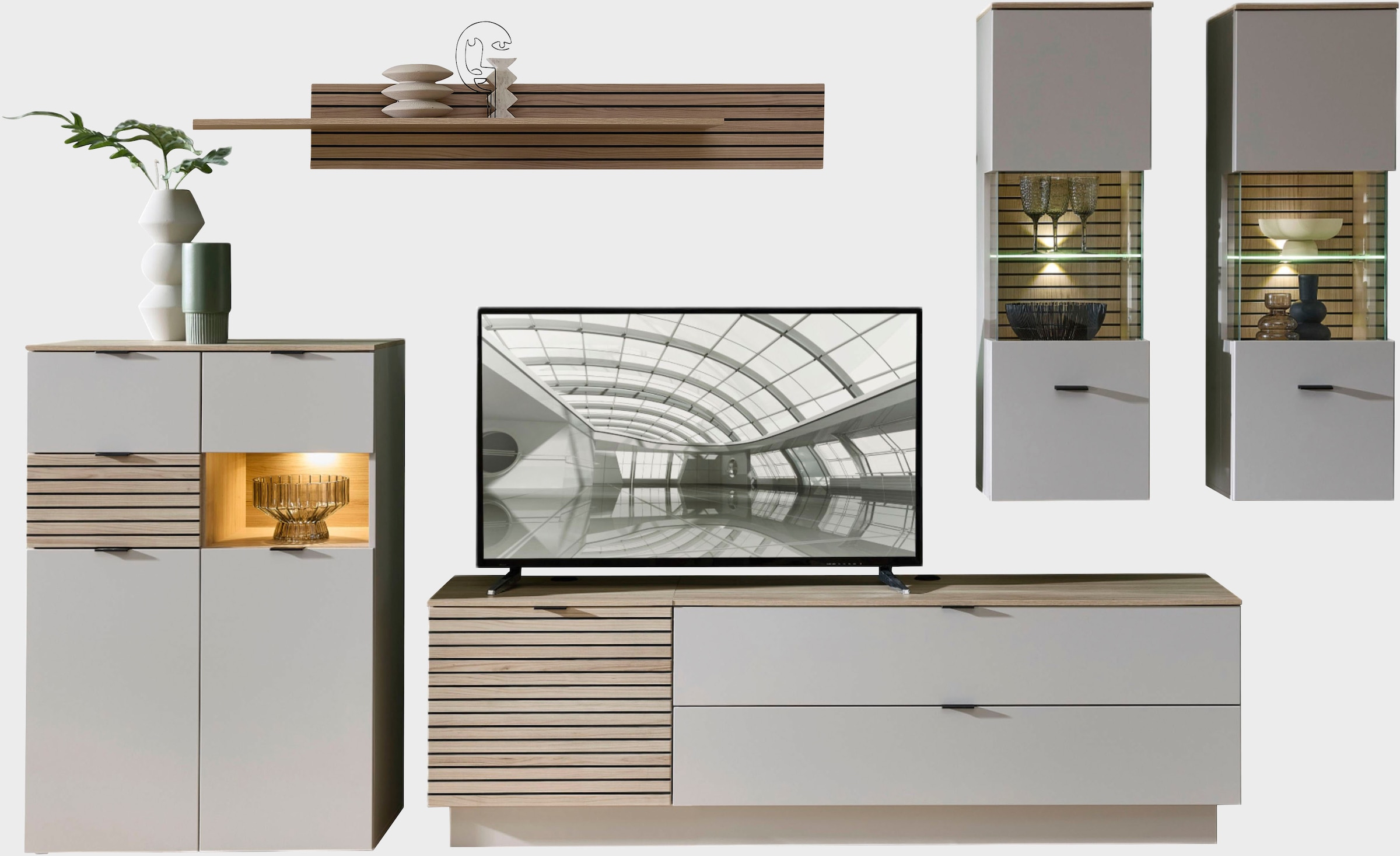 Innostyle Wohnwand "Ina Wohnwand, 340x200x44 cm (B/H/T)" 6 Stk. tlg. günstig online kaufen