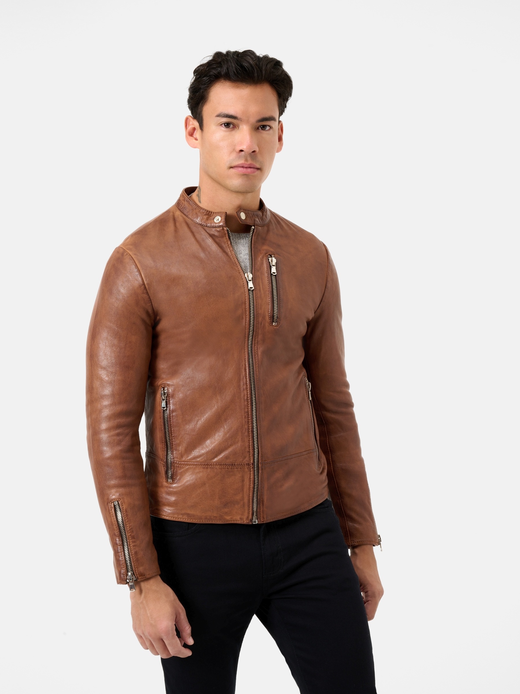 RICANO Bikerjacke »Lederjacke Carlo« Handgefertigt aus echtem Leder