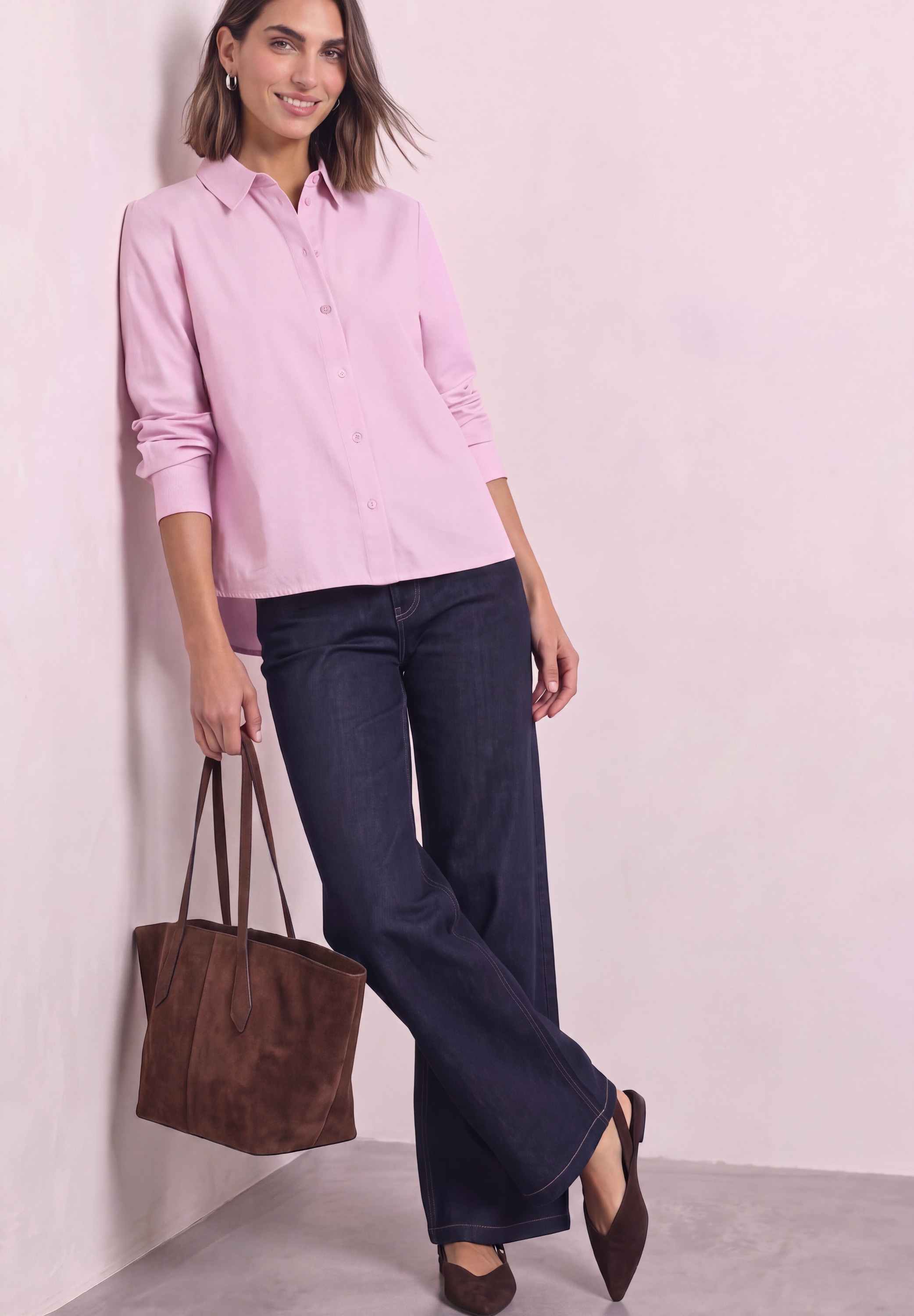 STREET ONE Langarmbluse Oxford Bluse mit Backprint