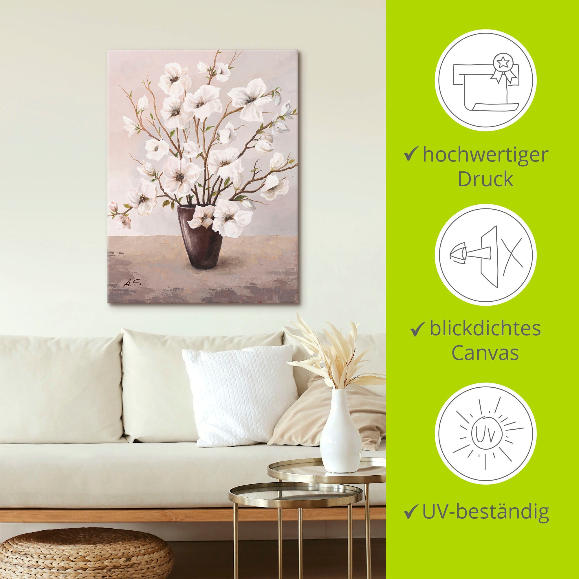 Artland Wandbild »Magnolien«, Blumen, (1 St.), als Leinwandbild, Poster in verschied. Größen