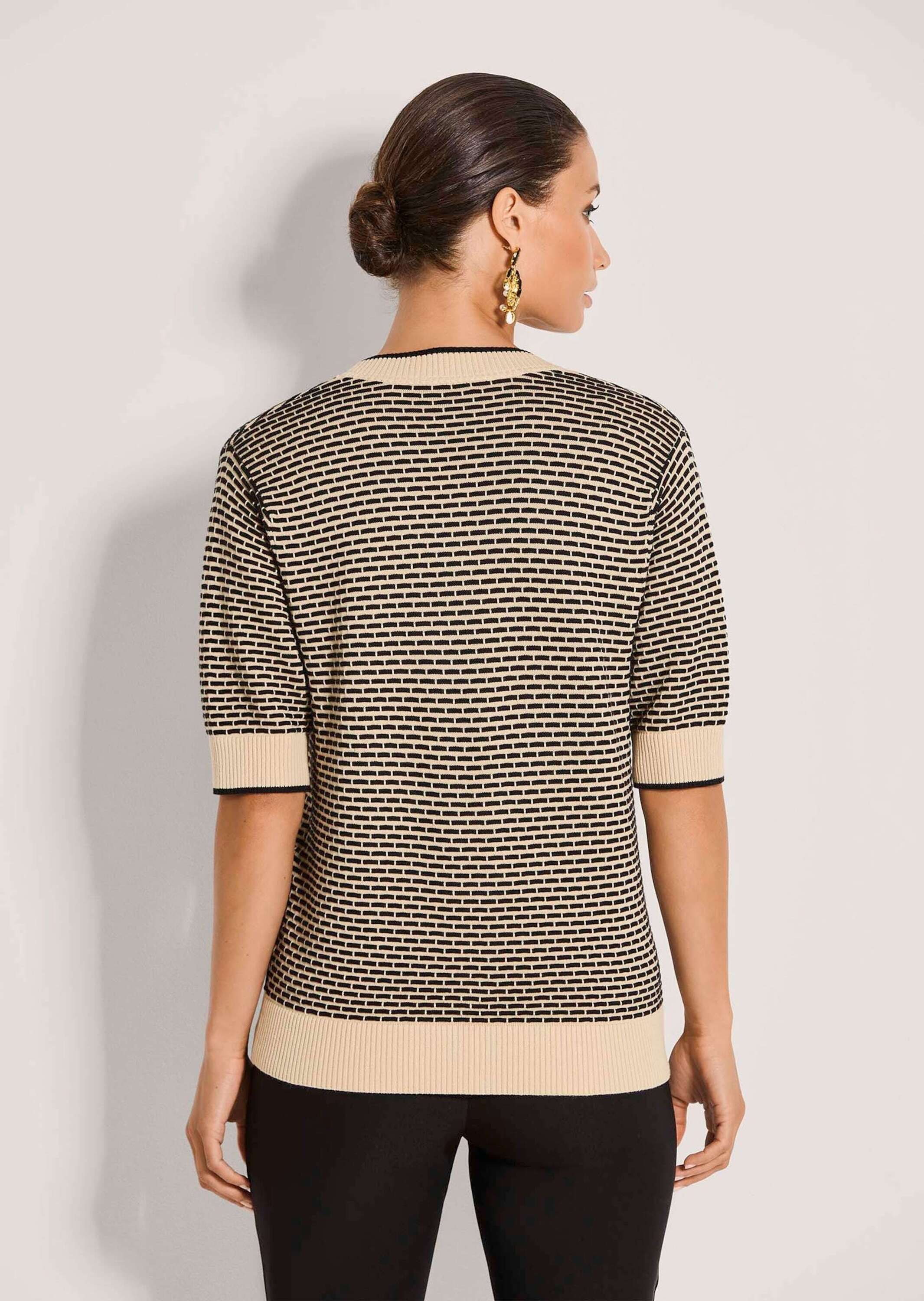 MADELEINE Strickjacke »Strickjacke Halbarm Cardigan mit V-Ausschnitt, Feinstrick« Bicolor-Strick