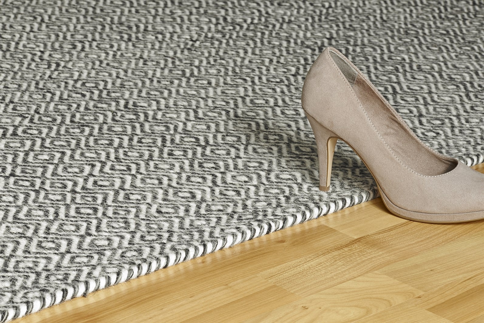 Wollteppich KAYOOM "Bombay 344", graphit, B:160cm H:9mm L:230cm, Wolle, Teppiche, Handweb, Einzelstück, aus Wolle, Wohnzimmer 2