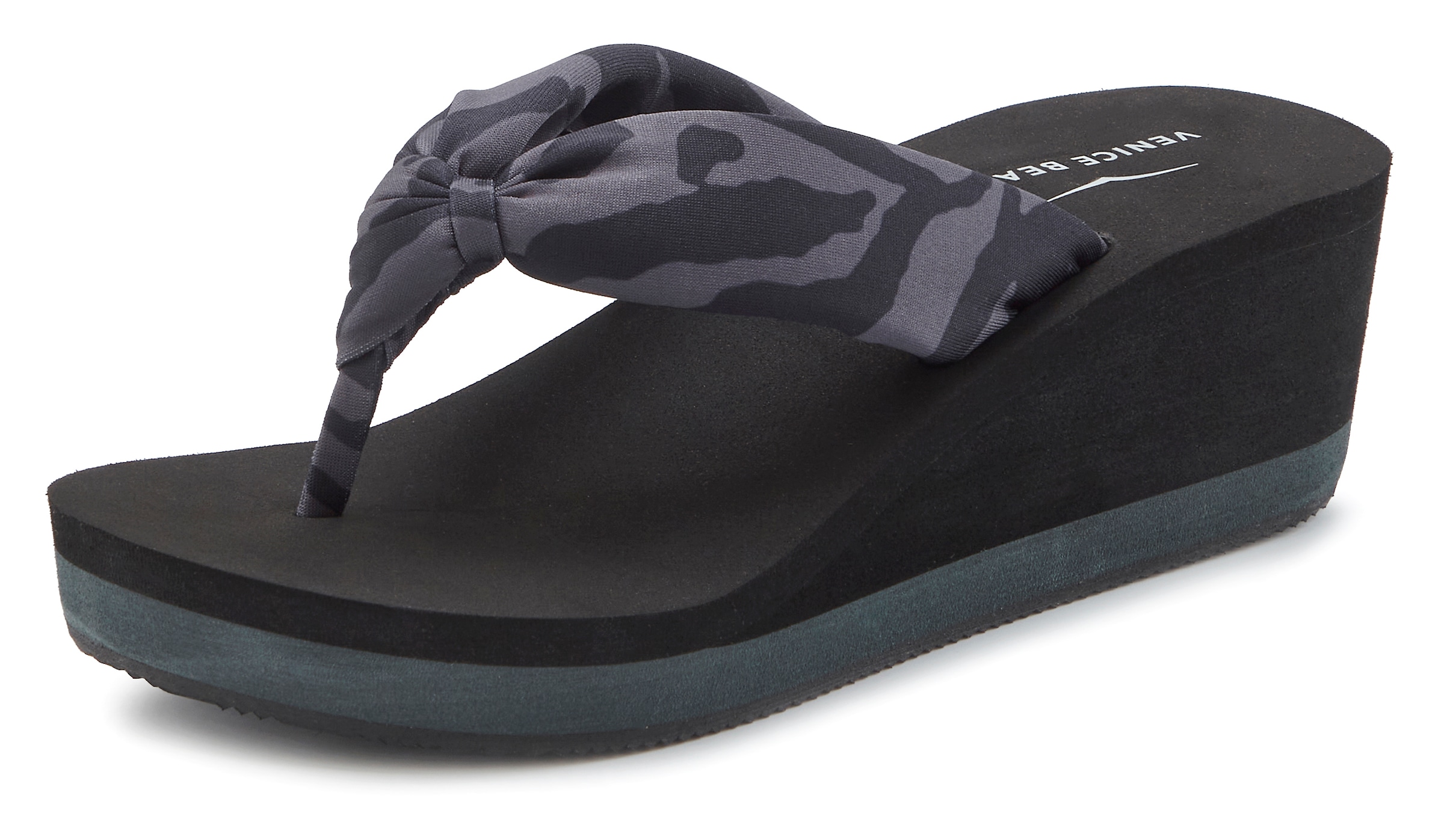 Venice Beach Zehentrenner, Sandale, Pantolette, Badeschuh mit Keilabsatz VEGAN
